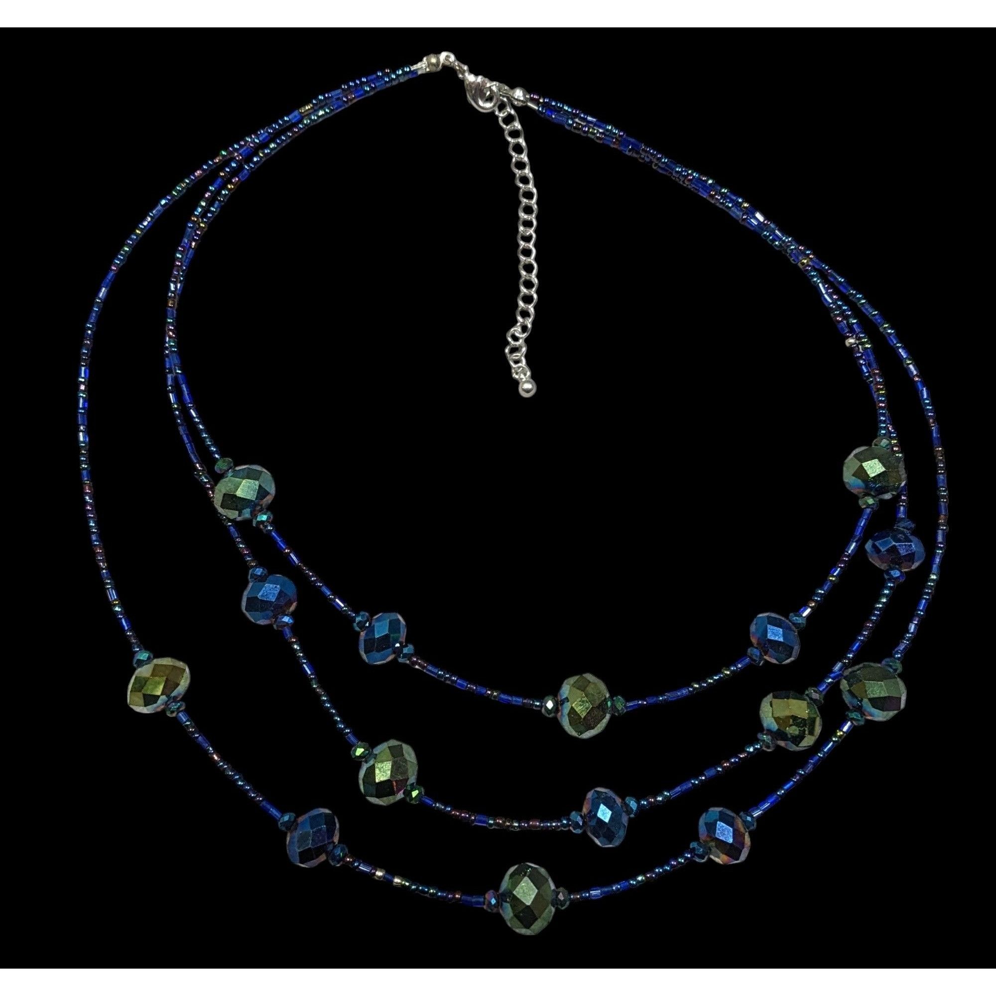 Other Whimsical Fantasy Blue And Green Oil Slick Glass Beaded Neck Size ONE SIZE - 1 Thumbnail