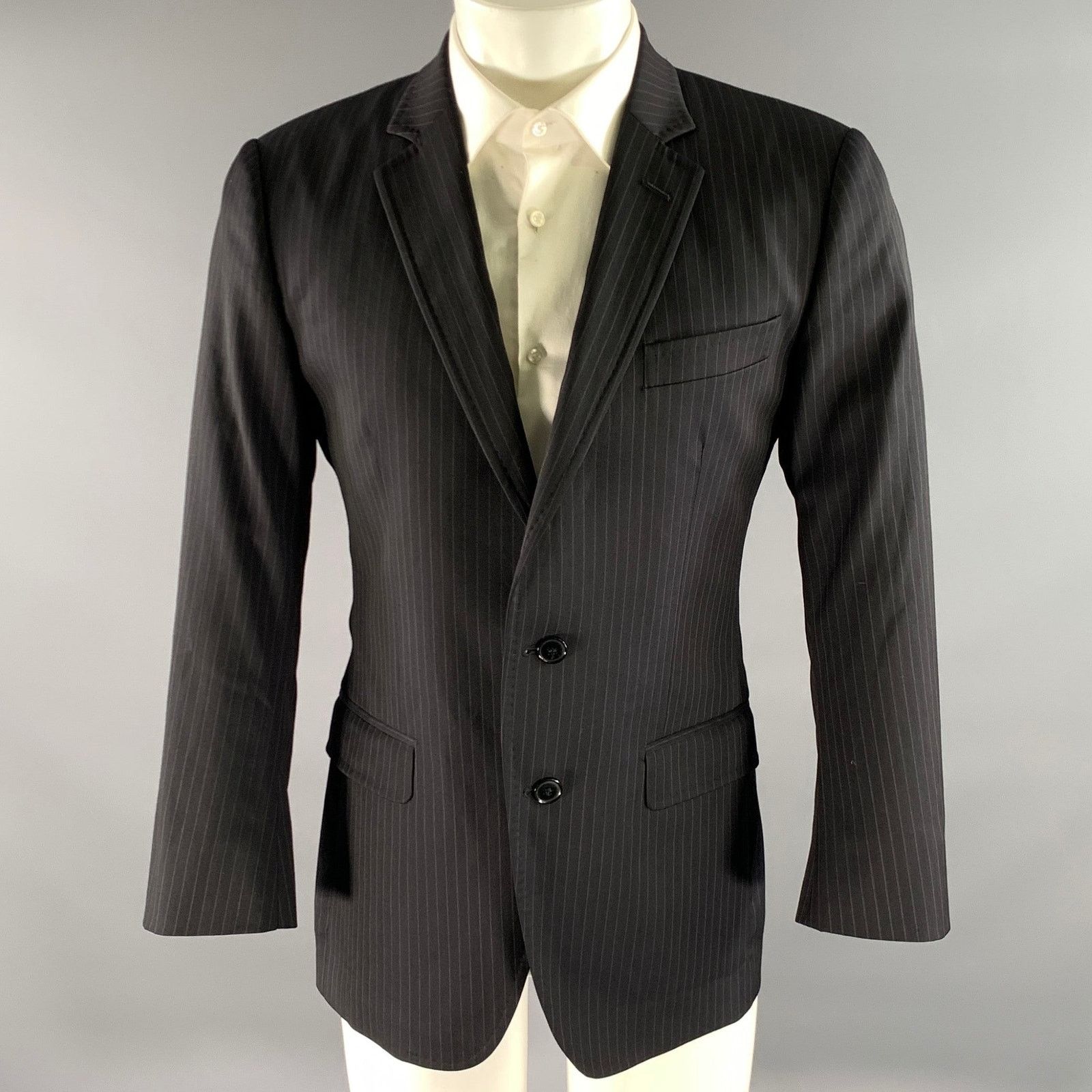 Dolce & Gabbana DOLCE & GABBANA Size 36 Black Pinstripe Wool Blend Jacket Size 36R - 1 Thumbnail