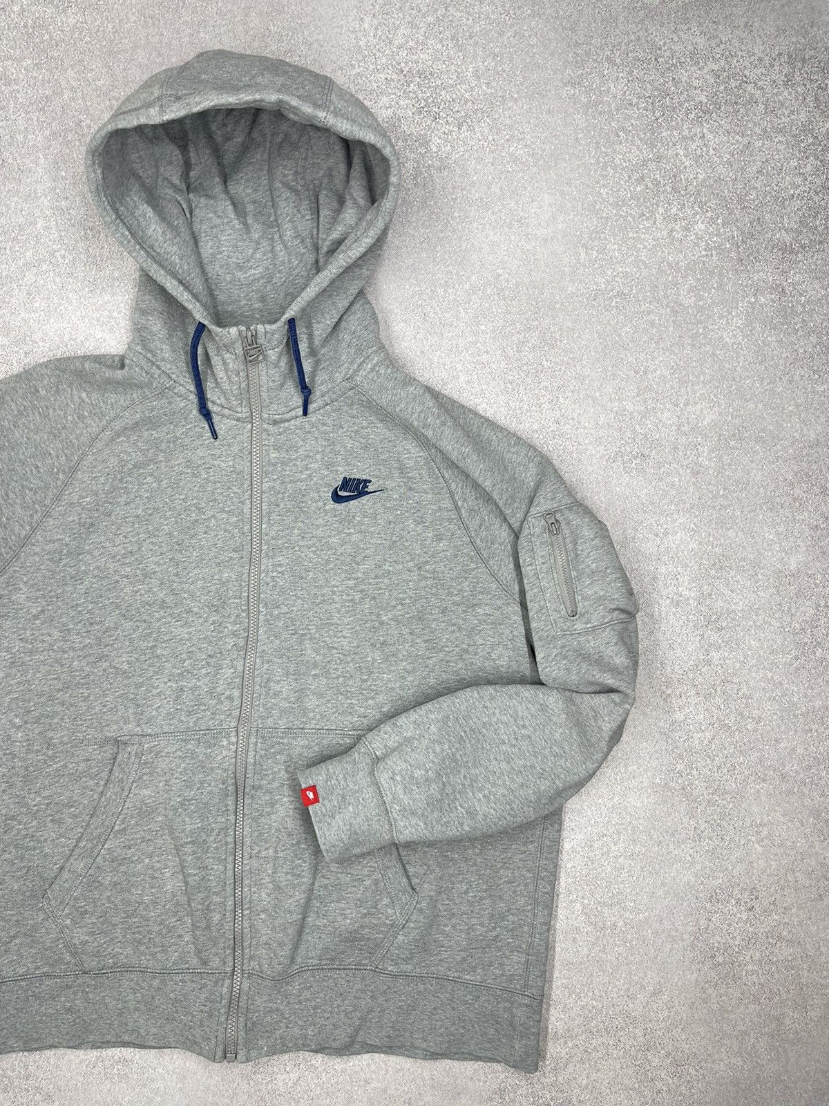 Vintage Nike AW77 Zip Hoodie Grey Small Swoosh Logo Y2K