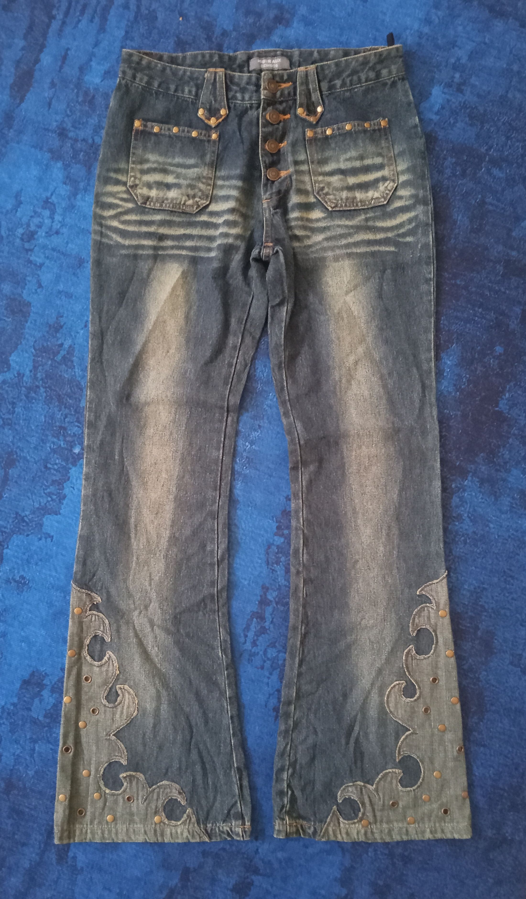 Japanese Brand Jouer Aux Echecs Flare Rare Design Jeans Size 29" - 1 Thumbnail