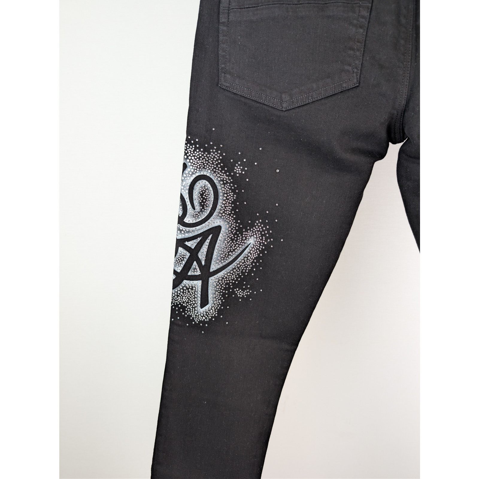 Amiri o1rshd1 MA Swirl Crystal Skinny Denim Jeans in Black Size US 34 / EU 50 - 17 Thumbnail