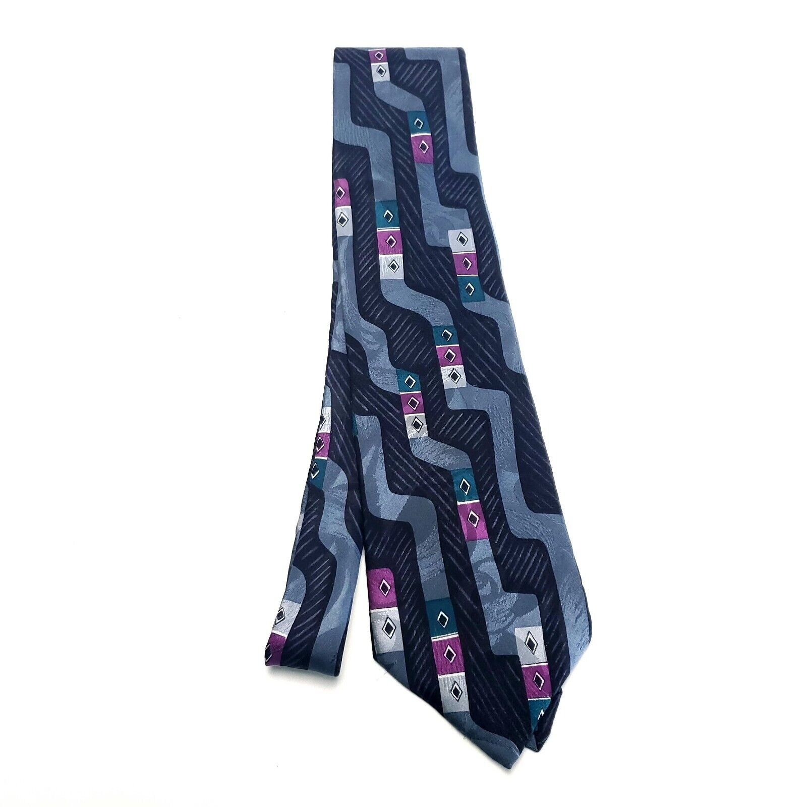 Designer Addison On Madison Silk Tie Abstract Black Blue Print Size ONE SIZE - 5 Thumbnail