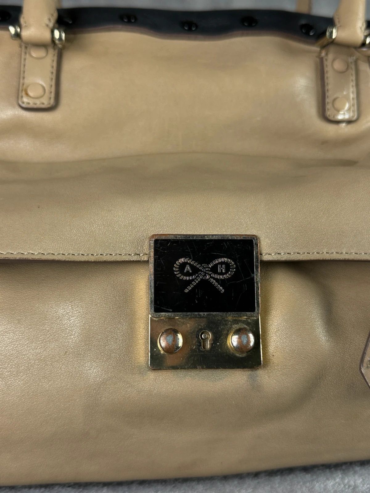 Anya Hindmarch Anya Hindmarch Leather Handbag Brown Black Logo Lock Size ONE SIZE - 2 Thumbnail