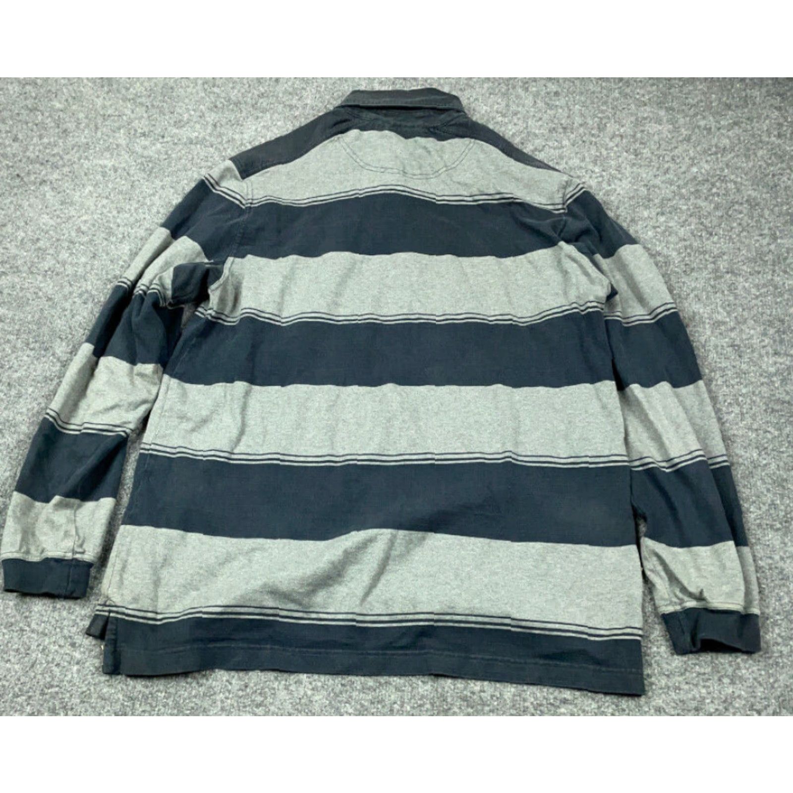 Vintage VTG Field Gear Rugby Polo Shirt Adult Large Gray Striped 100% Cotton Mens Vintage Preppy 90s Casual Polo Size US L / EU 52-54 / 3 - 2 Thumbnail