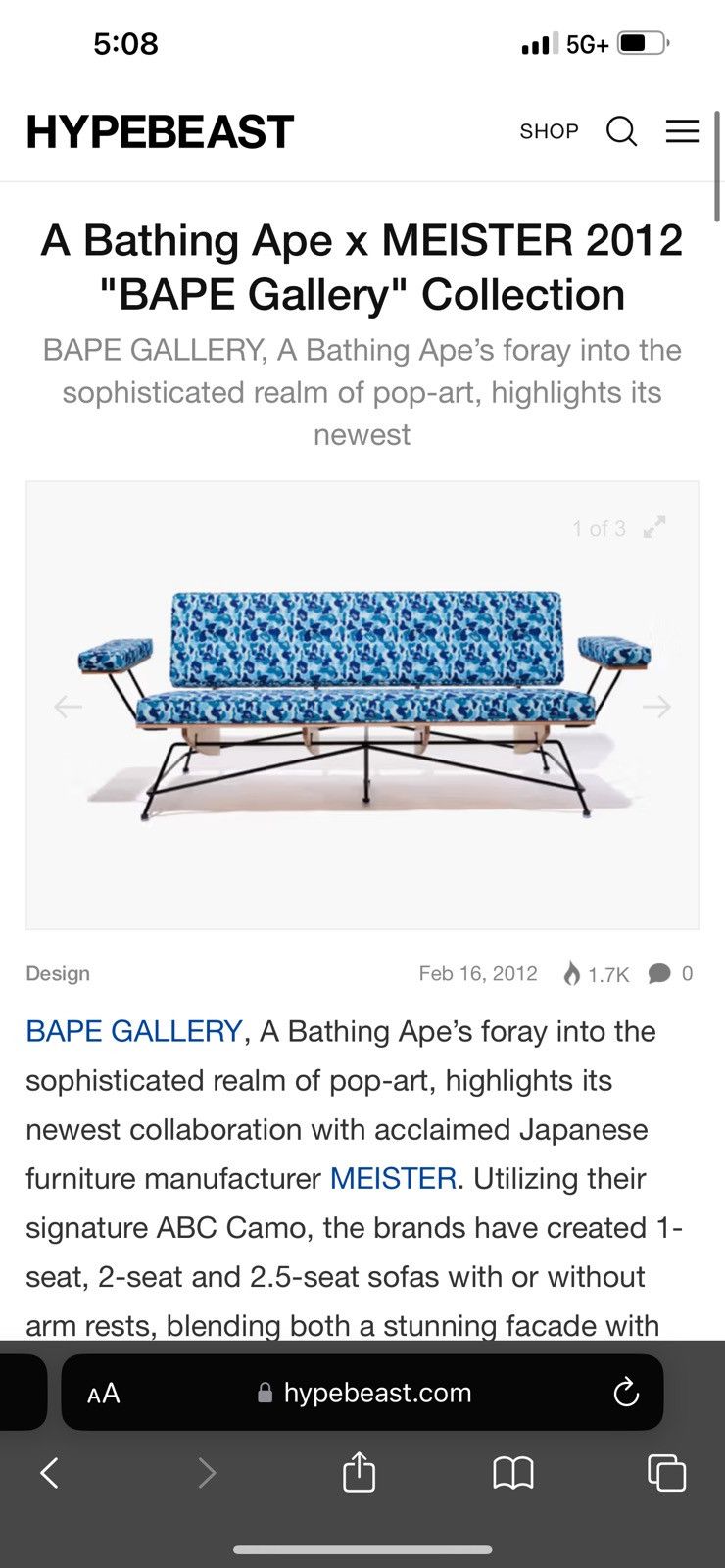 Bape BAPE x MEISTER 3 SEATER GREEN CAMO SOFA WITH ARMRESTS Size ONE SIZE - 2 Thumbnail