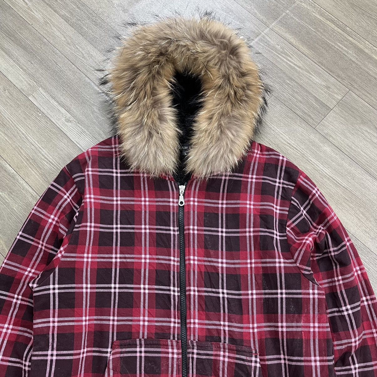 Japanese Brand 2000s Defective Struct Plaid Faux Fur Hoodie Lgb Style Size US L / EU 52-54 / 3 - 2 Thumbnail