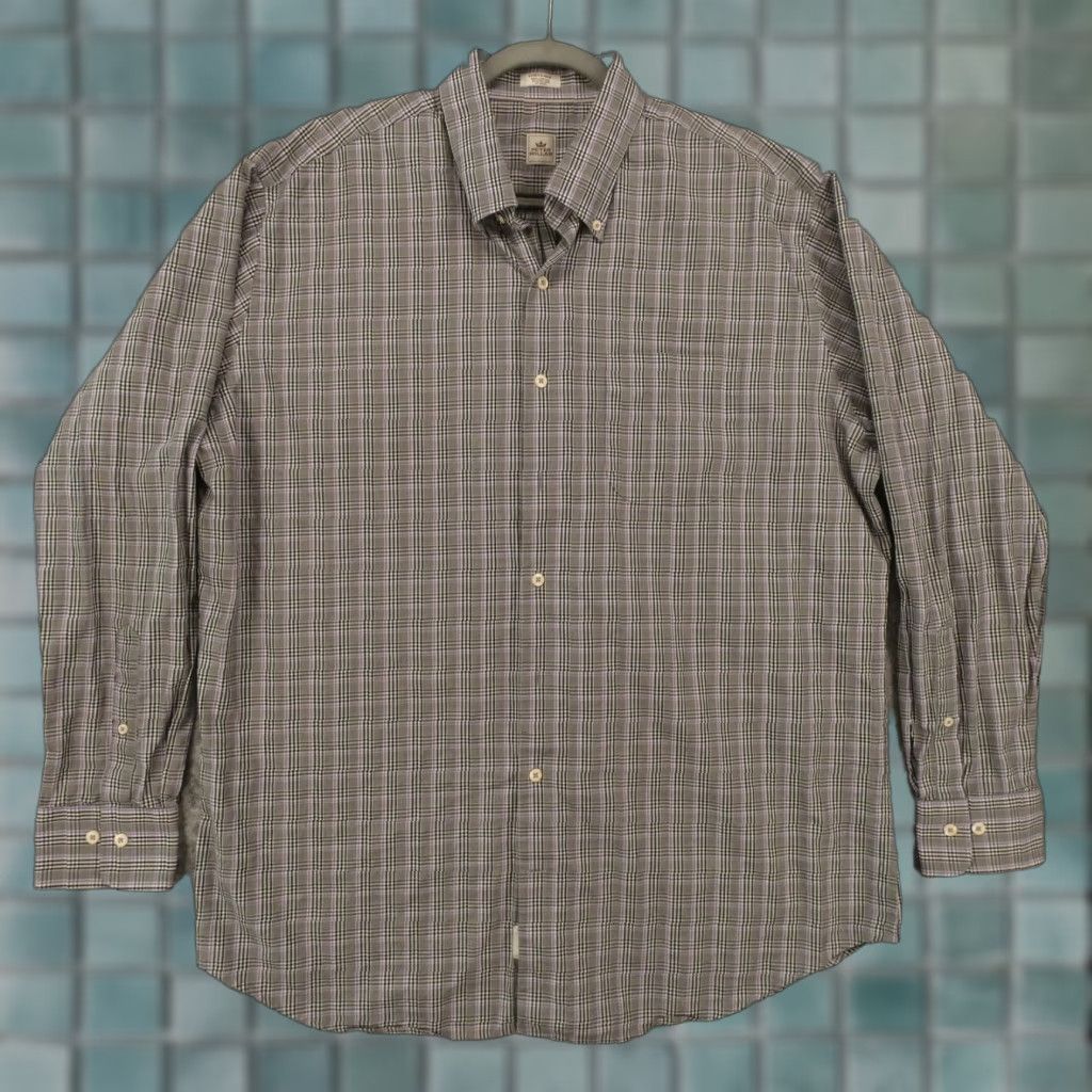 Peter Millar Peter Millar Shirt Mens XL Long Sleeve Button-Up Gray Purple Plaid Size US XL / EU 56 / 4 - 1 Thumbnail