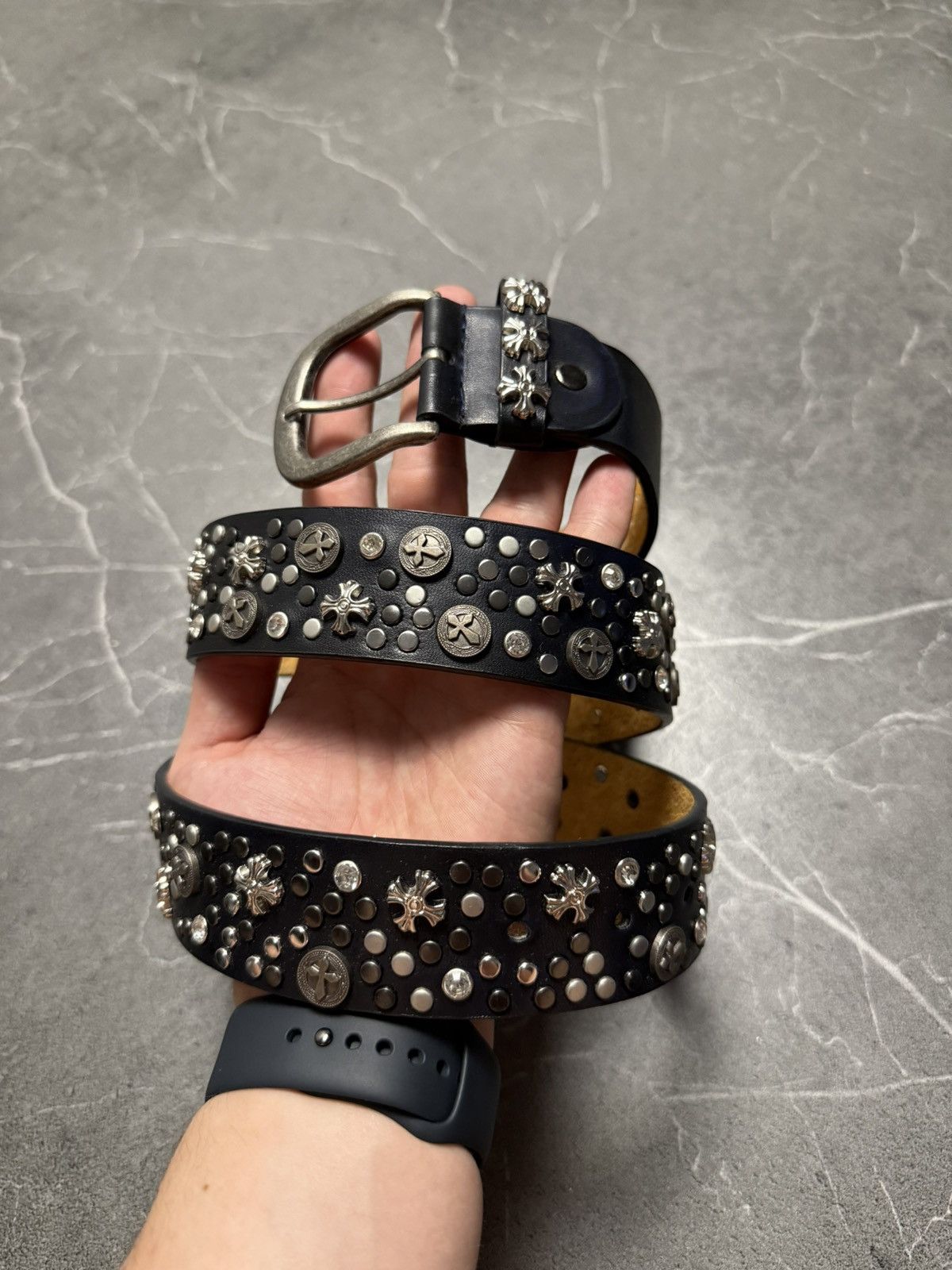 Vintage 90’s drip like Chrome Hearts leather black belts Size ONE SIZE - 3 Thumbnail