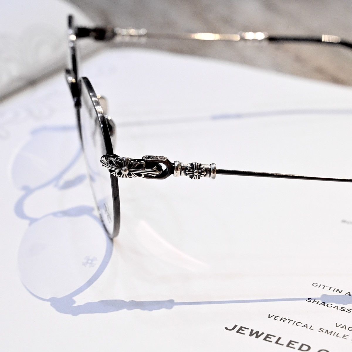 Chrome Hearts CHROME HEARTS BUBBA-A ANTIQUE SILVER- BLACK PLASTIC GLASSES Size ONE SIZE - 3 Thumbnail