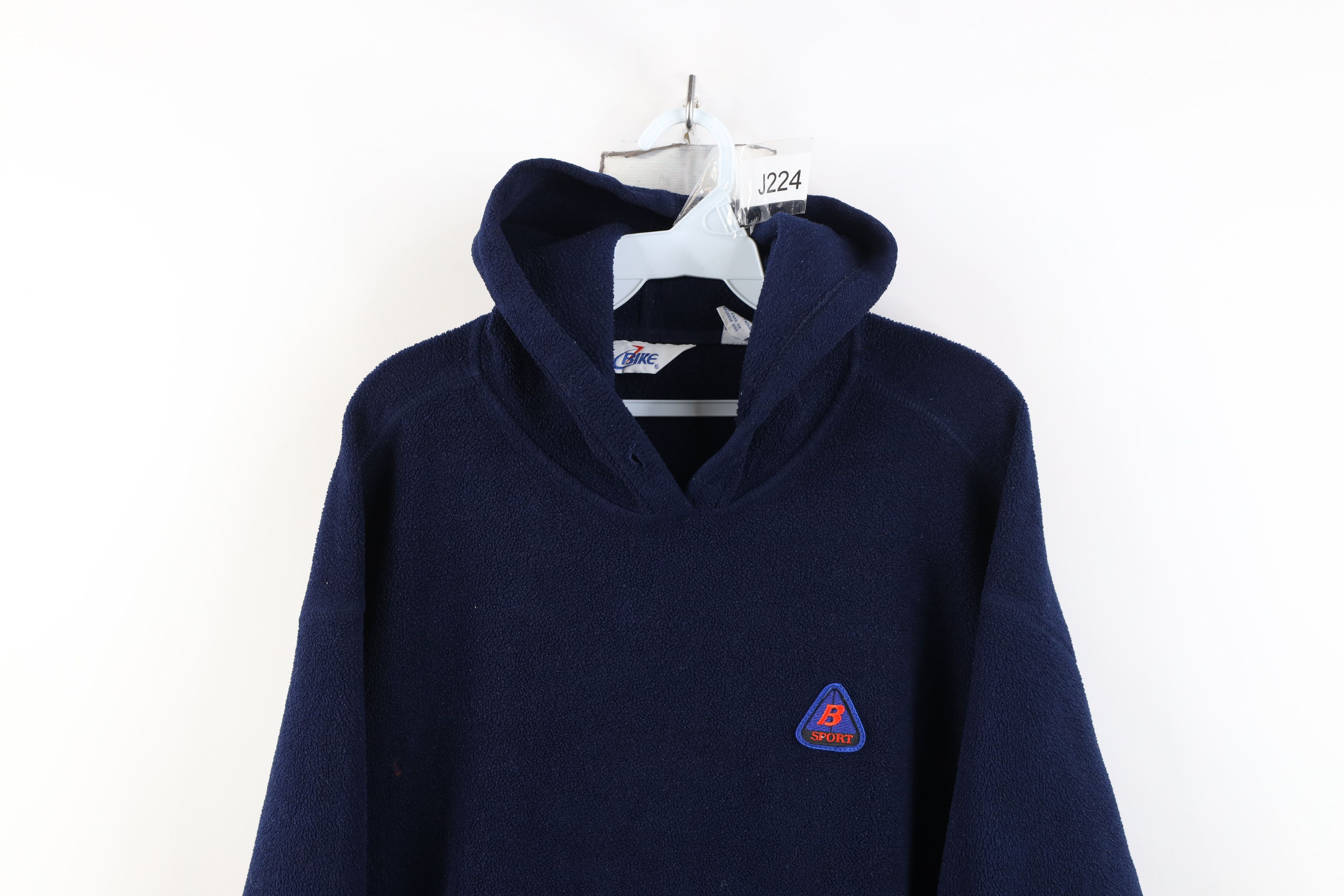 Vintage Vintage 90s Bike Baggy Fit Fleece Hoodie Sweatshirt Blue Size US XL / EU 56 / 4 - 2 Thumbnail