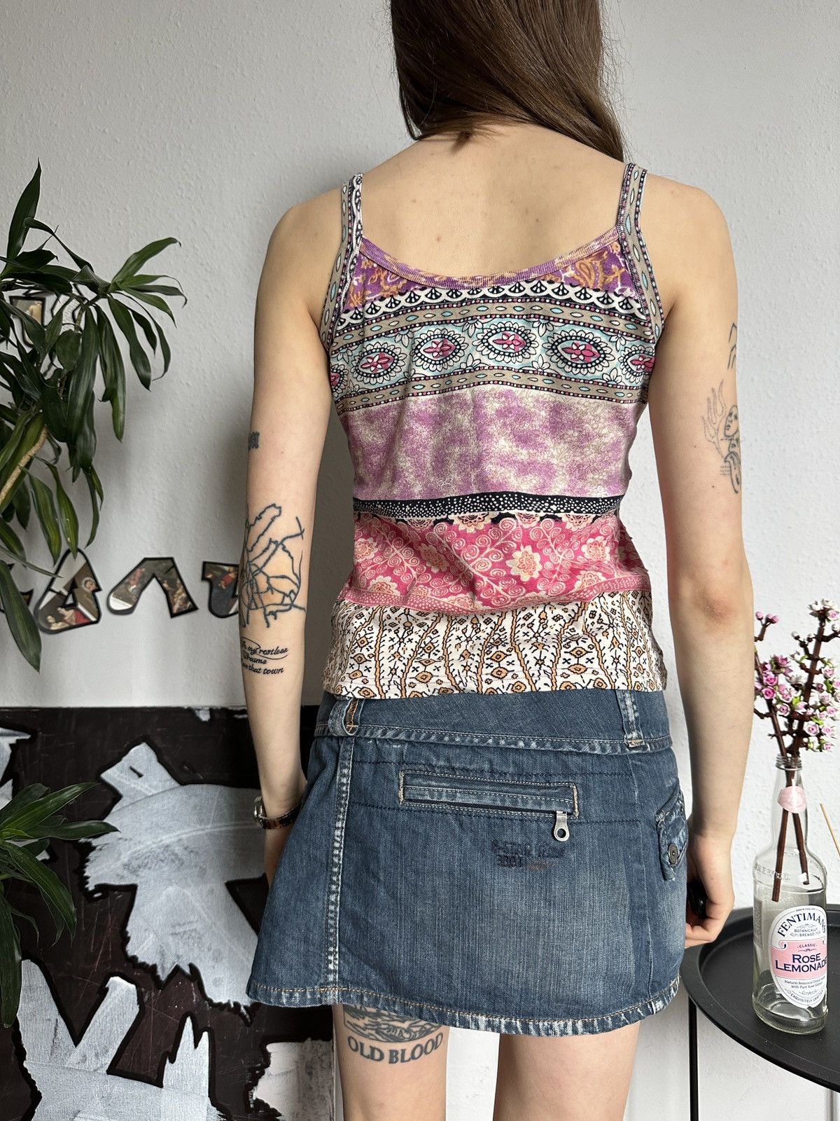 Vintage Beaded Paisley Cute Hippie Tank Top 00s Size M / US 6-8 / IT 42-44 - 5 Thumbnail