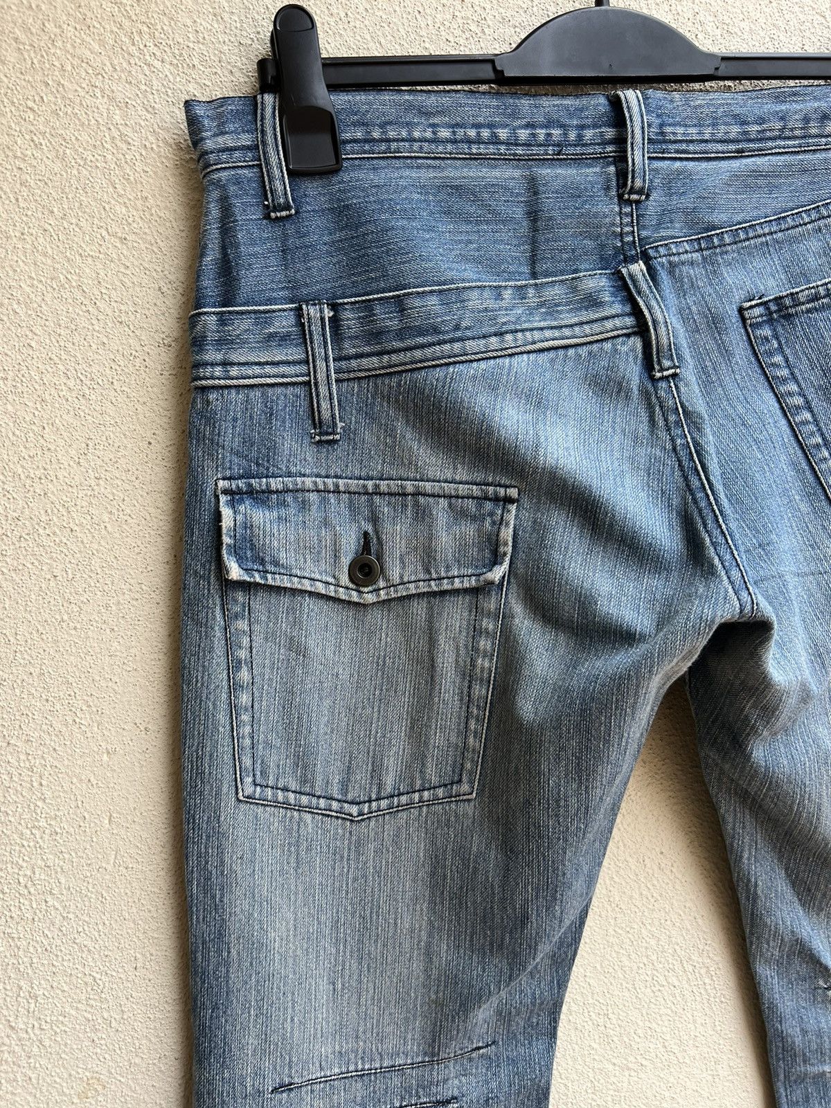 Japanese Brand Rupert Japan Double Waist Fade Mud Blue Denim Flare Jeans Size US 34 / EU 50 - 15 Thumbnail