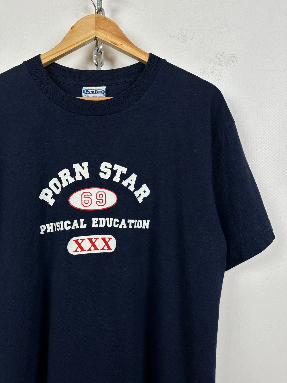Vintage Pornstar 69 Physical Education XXX Navy Blue T-Shirt
