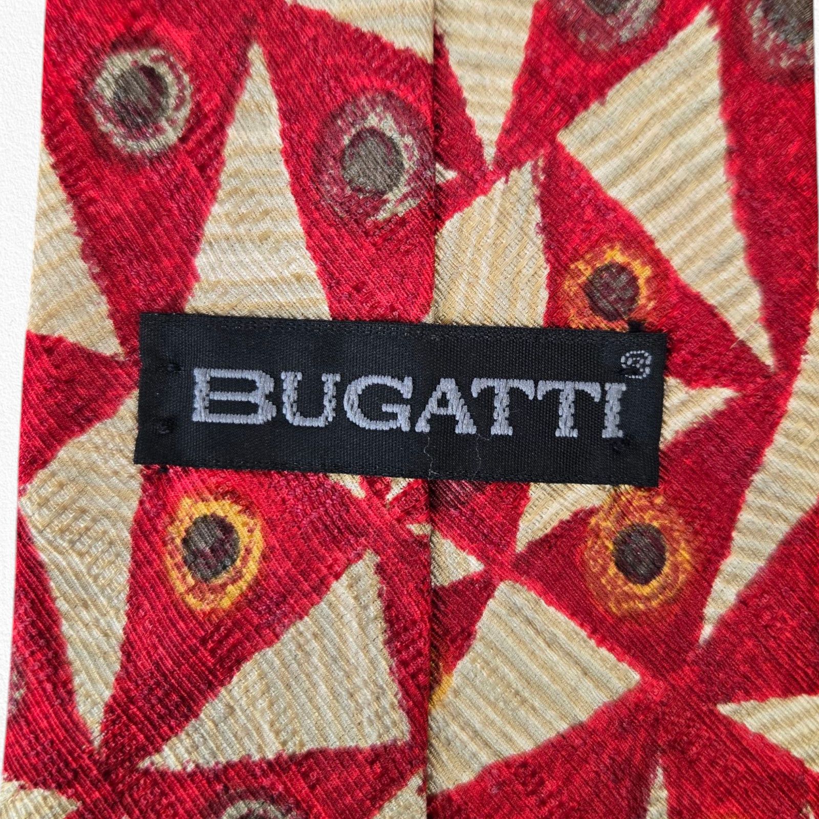 Bugatti Vintage Bugatti Red Bold Geometric Designer Silk Neck Tie Size ONE SIZE - 5 Thumbnail
