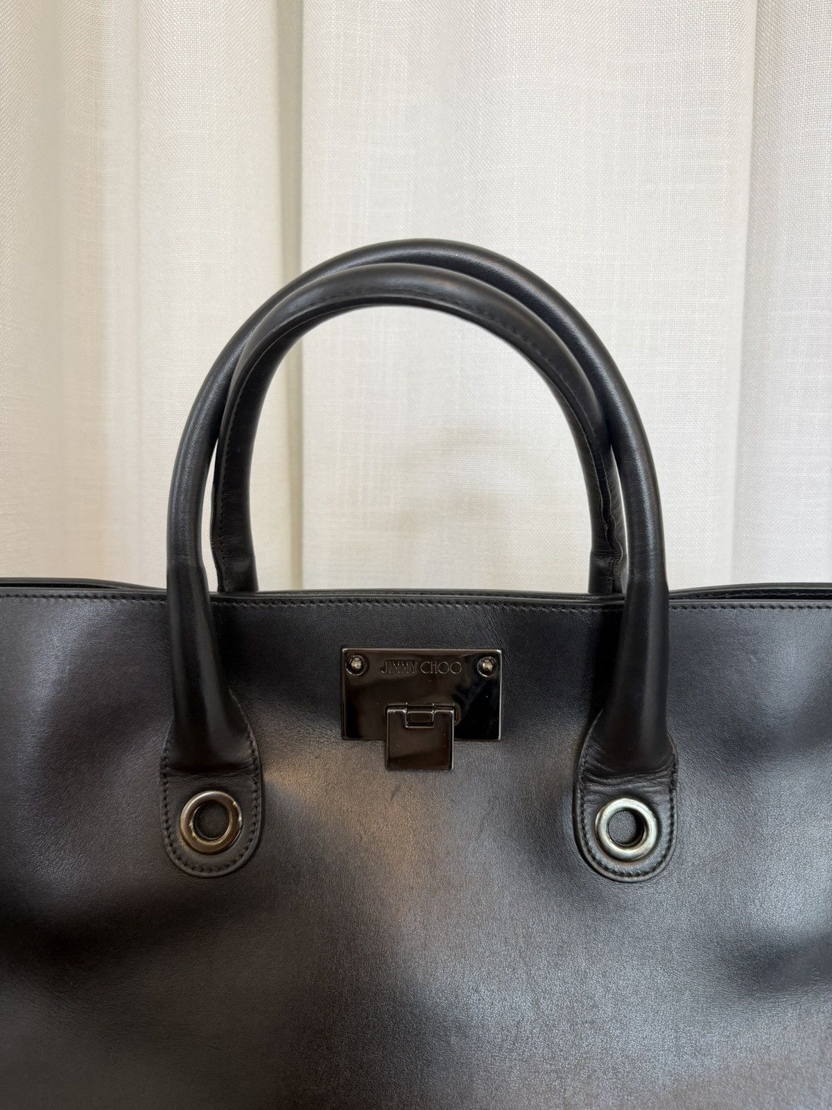 Jimmy Choo FW 2014 Iconic Jimmy Choo Black Leather Riley Handle Bag Size ONE SIZE - 4 Thumbnail