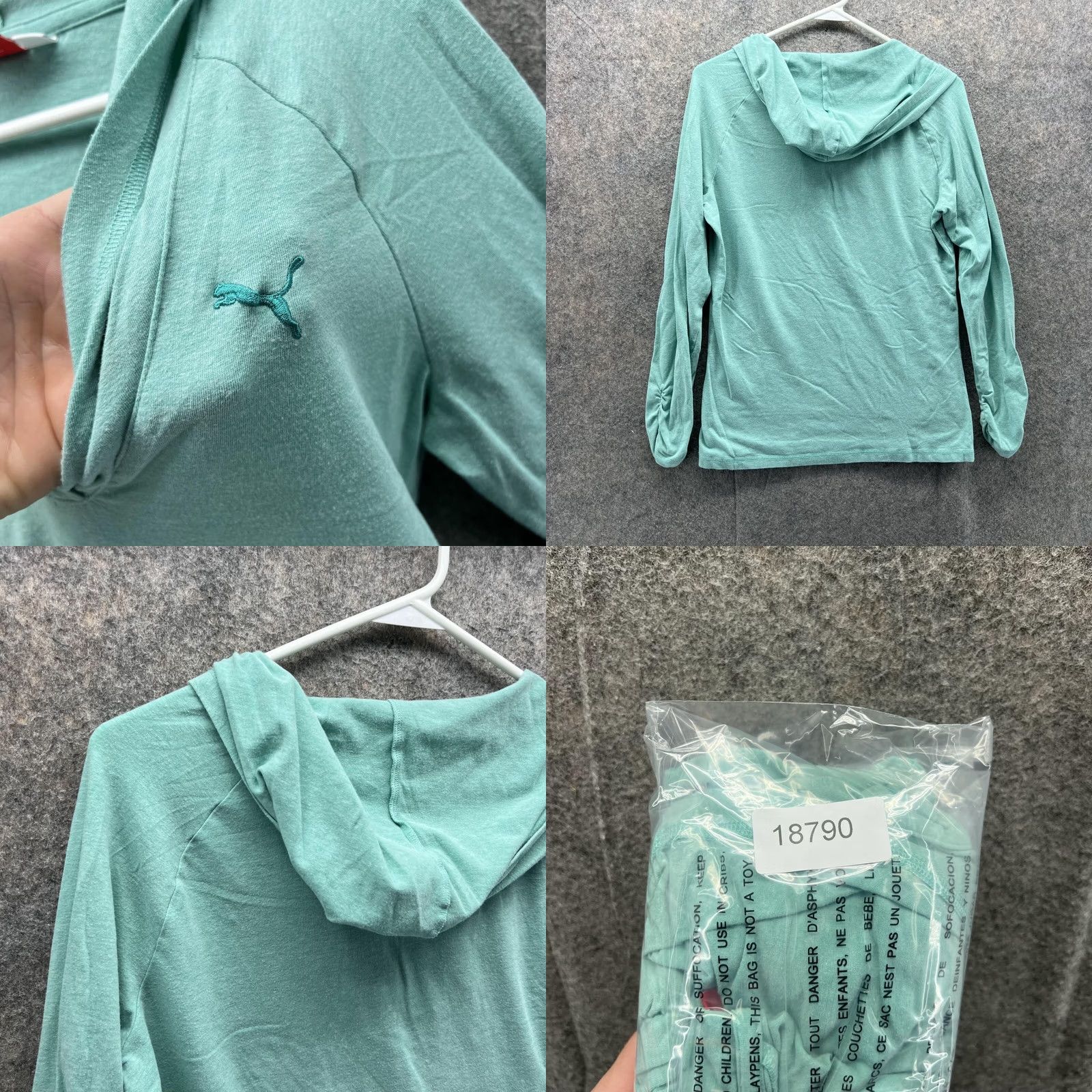 Puma VINTAGE? No. Puma Sweater Women Medium Teal Blue Hoodie Sweatshirt Pullover Sportlifestyle Size M / US 6-8 / IT 42-44 - 8 Thumbnail
