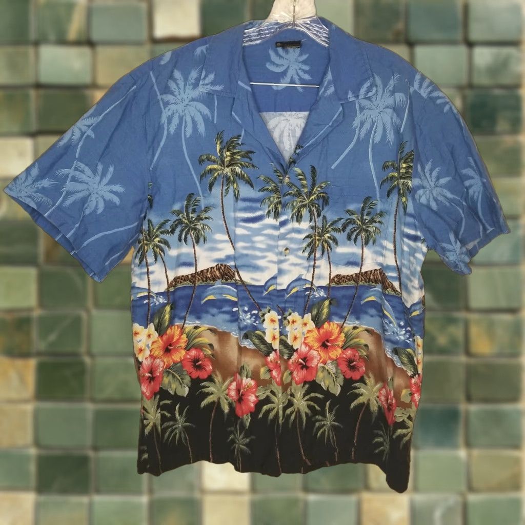 Vintage Palmwave Hawaiian Shirt Blue Floral Beach Casual Button-Up Short Sleeve Mens XL Size US XL / EU 56 / 4 - 1 Thumbnail