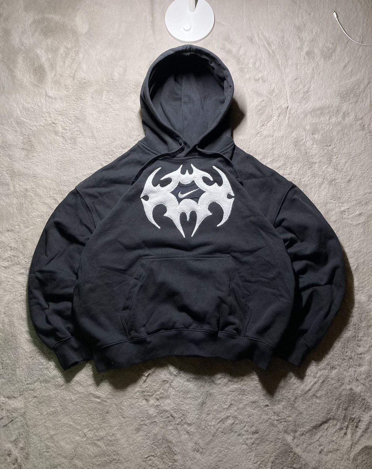 Nike ⛩️Nike Custom Hoodie Rare Y2K Punk Rock Devil Cross Hearts⛩️ Size US L / EU 52-54 / 3 - 2 Thumbnail