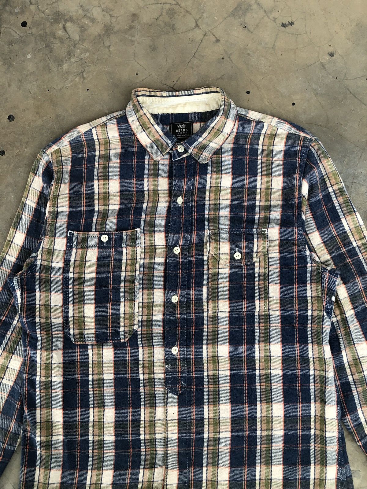 Beams Japan Vintage Classic Beams Hearts Flannel Shirt Plaid Button Up Size US M / EU 48-50 / 2 - 2 Thumbnail