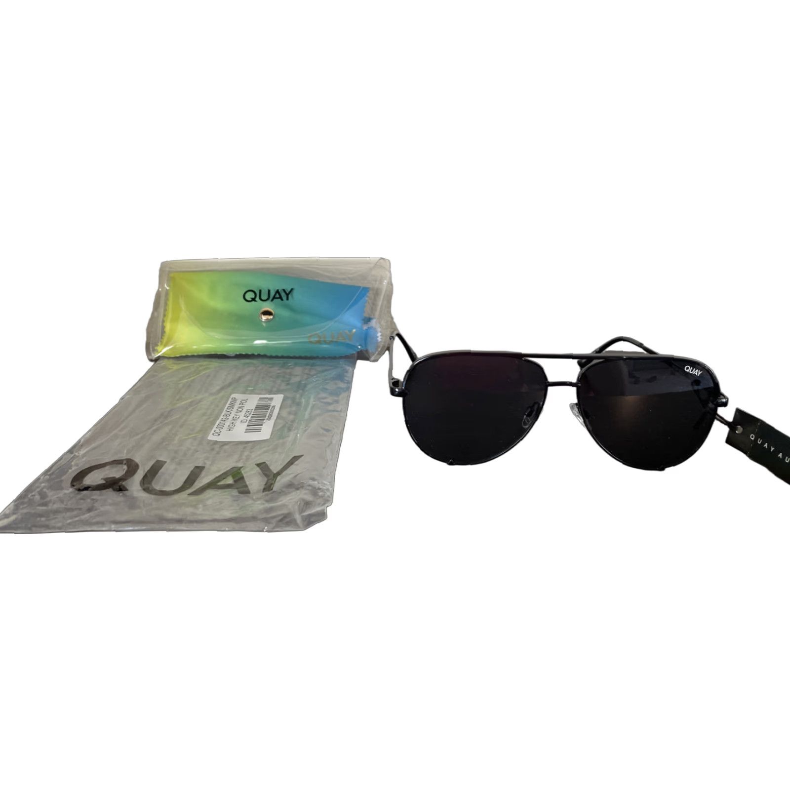 Vintage Quay Australia High Key Aviator Sunglasses Women Black Smoke Polarized UV400 W Clear Case Size ONE SIZE - 1 Thumbnail