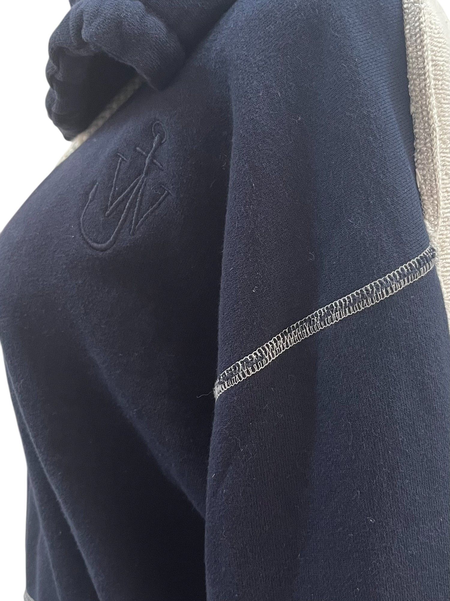 JW Anderson Navy And Beige Cotton Back Hoodie Size XS / US 0-2 / IT 36-38 - 3 Thumbnail
