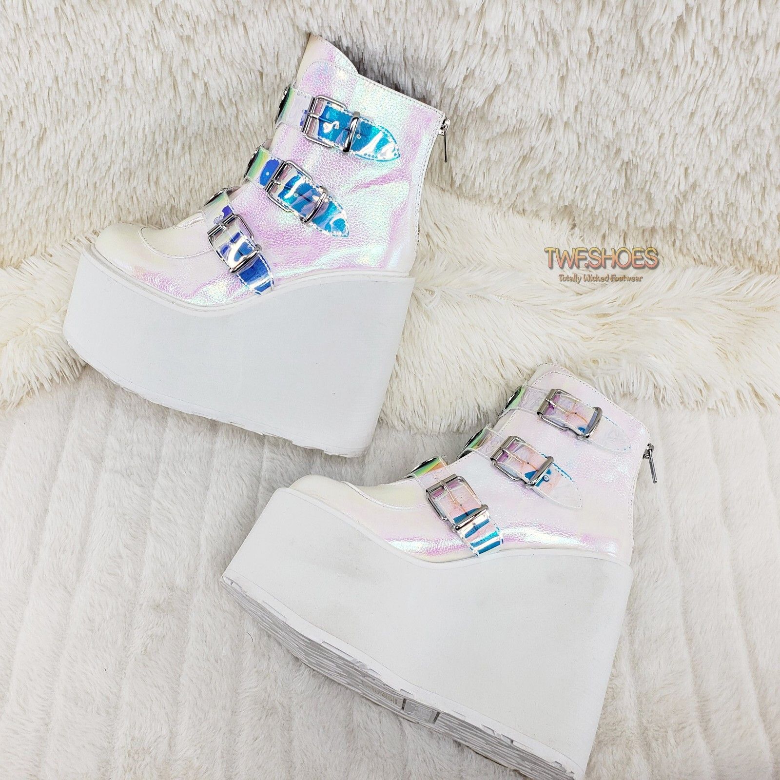 Demonia Cult DEMONIA Swing 105 White Pearl Colorful Effects Ankle Boot 5. Size US 10 / IT 40 - 7 Thumbnail