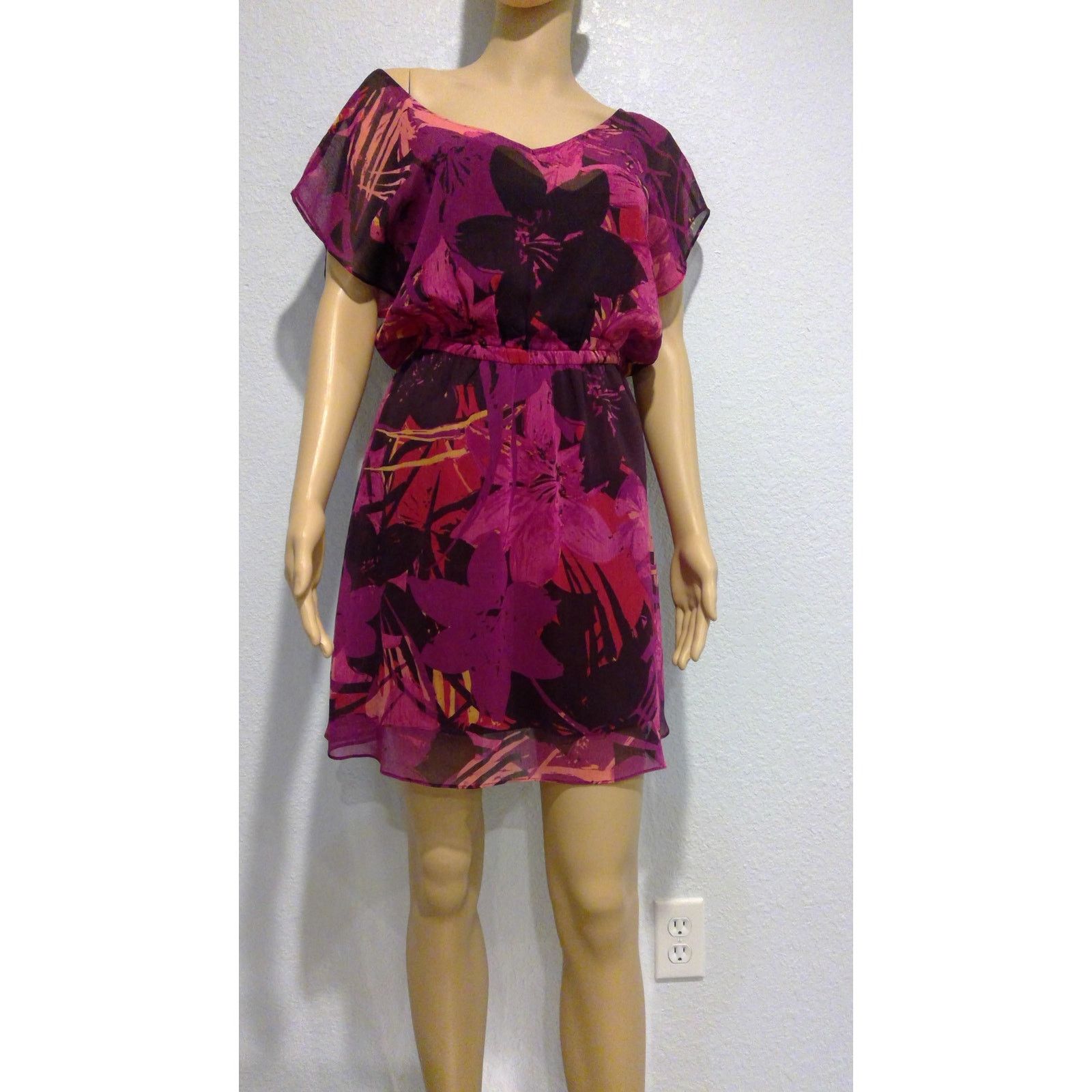 Express Express Mini Floral Overlay Dress Pink Purple Sz Small Size S / US 4 / IT 40 - 3 Thumbnail
