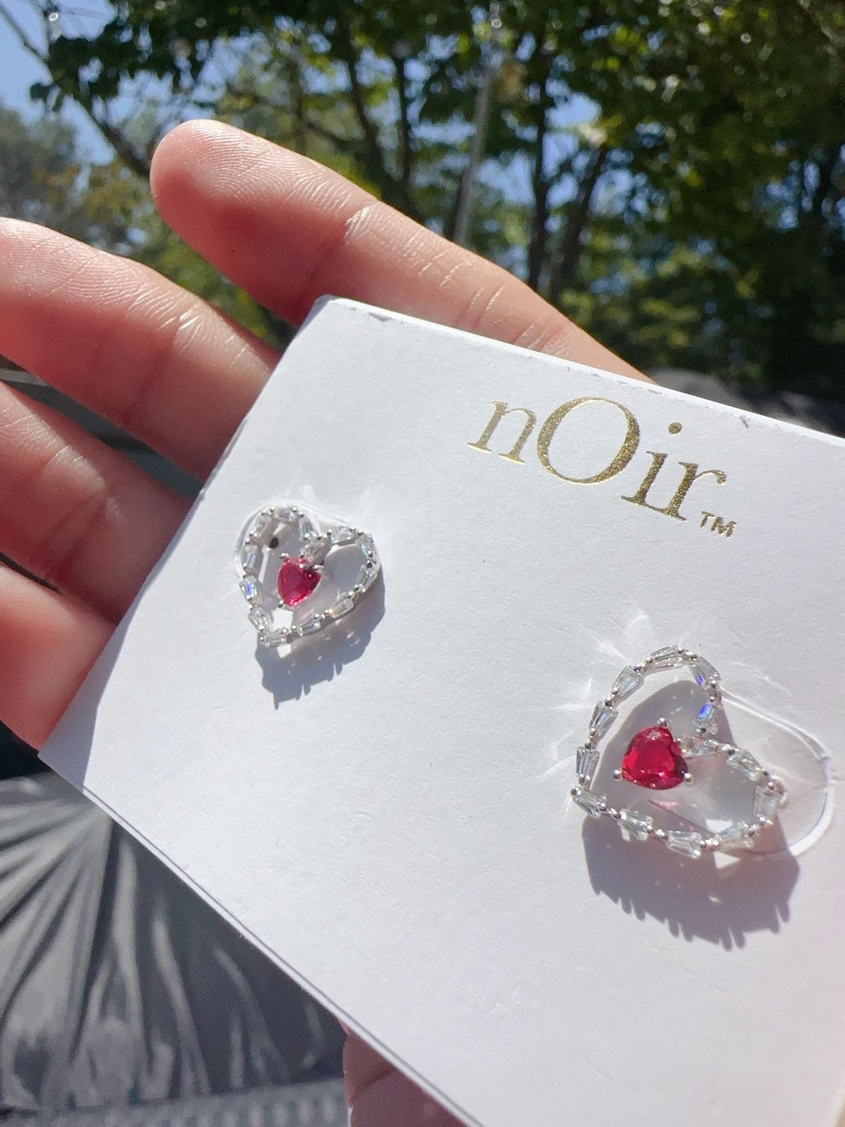 Designer Noir silver tone crystal hearts mini studs red heart earrin Size ONE SIZE - 4 Thumbnail