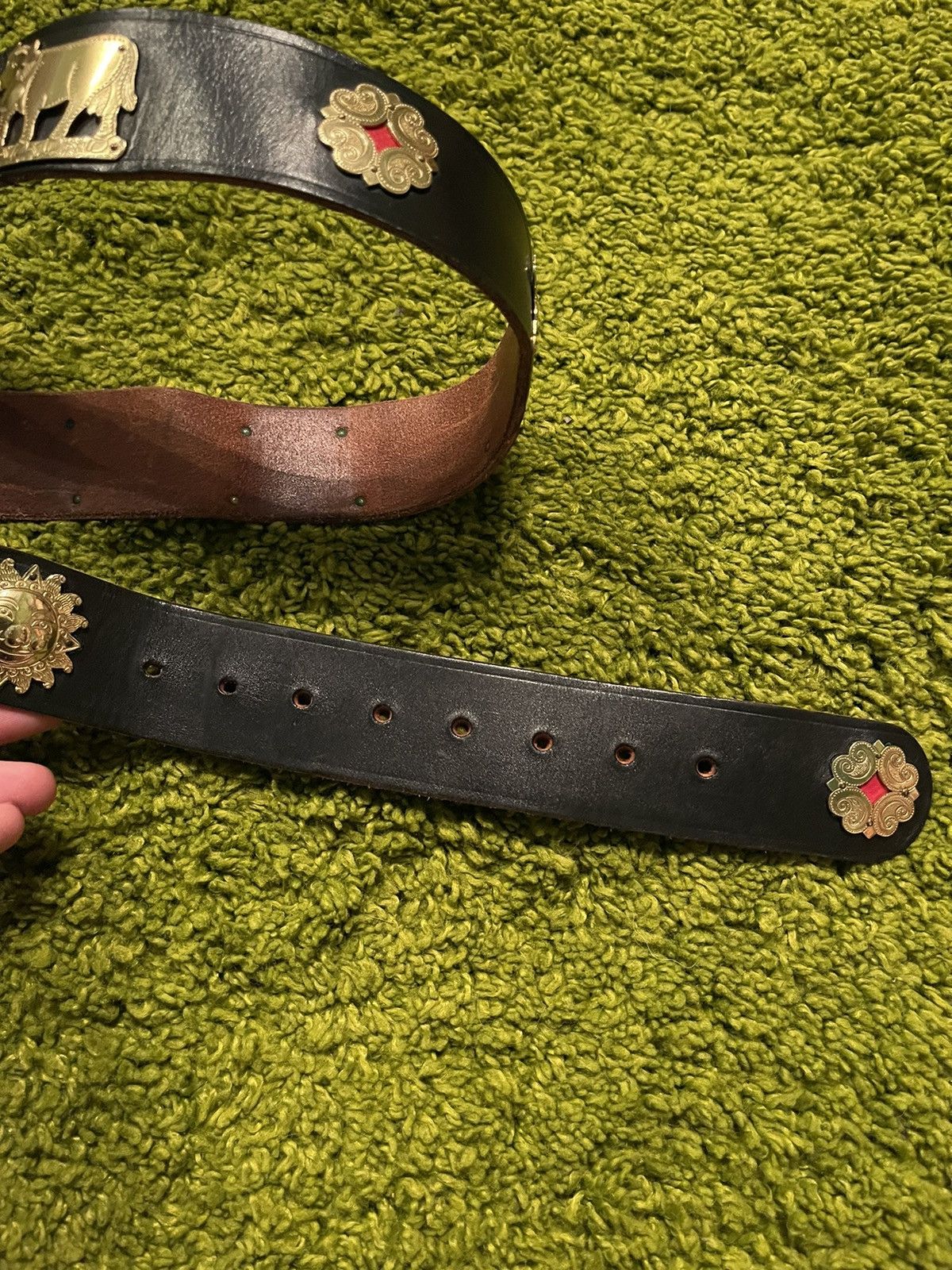 Cowboy Equipment × Etro × Genuine Leather Etro 90s vintage iconic cows logo western cowboy belt Size 36 - 2 Thumbnail