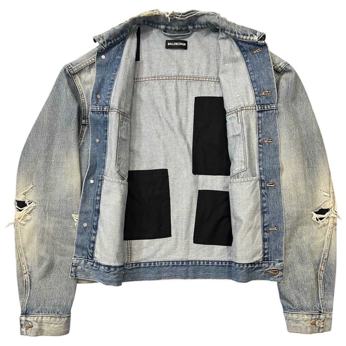 Balenciaga BALENCIAGA 2020AW Demna Gvasalia Distressed Denim Jacket Size US S / EU 44-46 / 1 - 6 Thumbnail