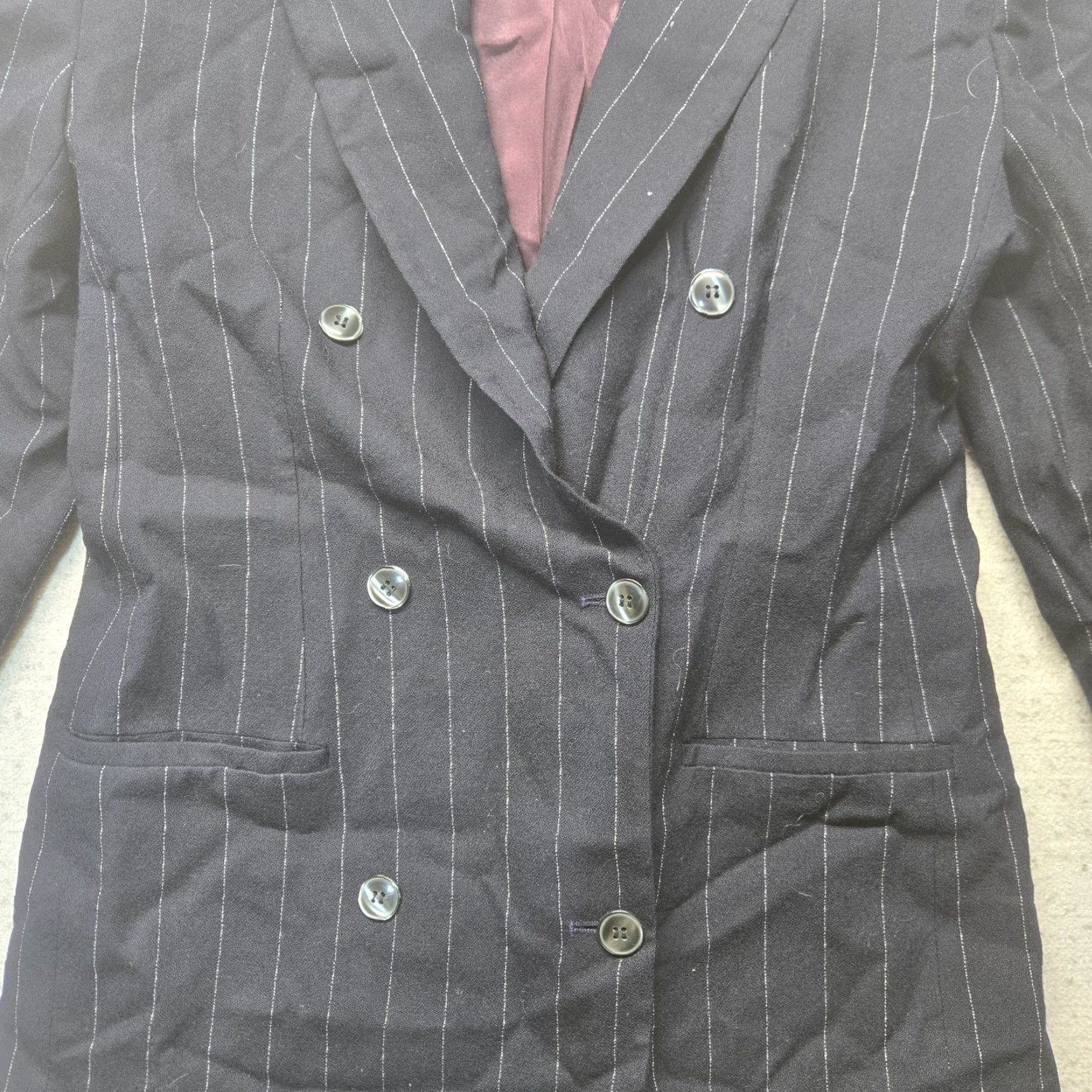 Jones New York Jones New York Blazer Womens 12 Black Striped Collared Floral Lined Jacket Poly Size XL / US 12-14 / IT 48-50 - 2 Thumbnail