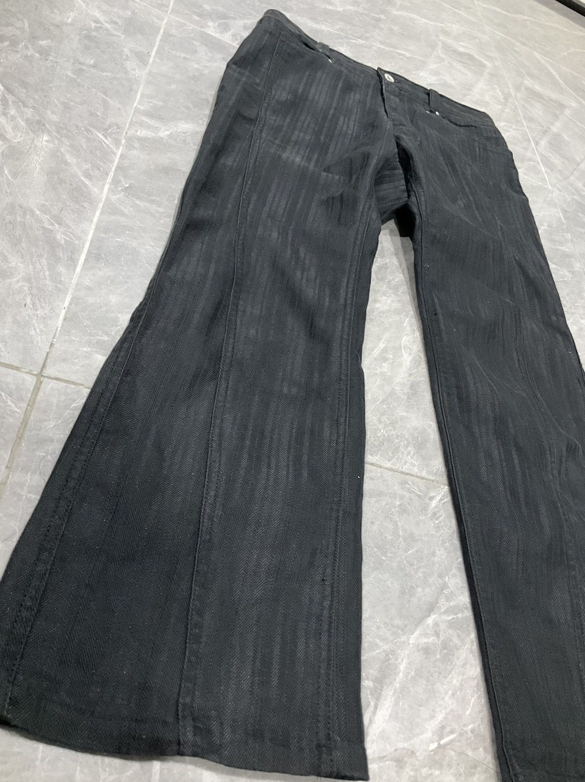 Designer × Japanese Brand Jeans Low Rise Boot Cut with design Flare Striped Size US 31 - 3 Thumbnail