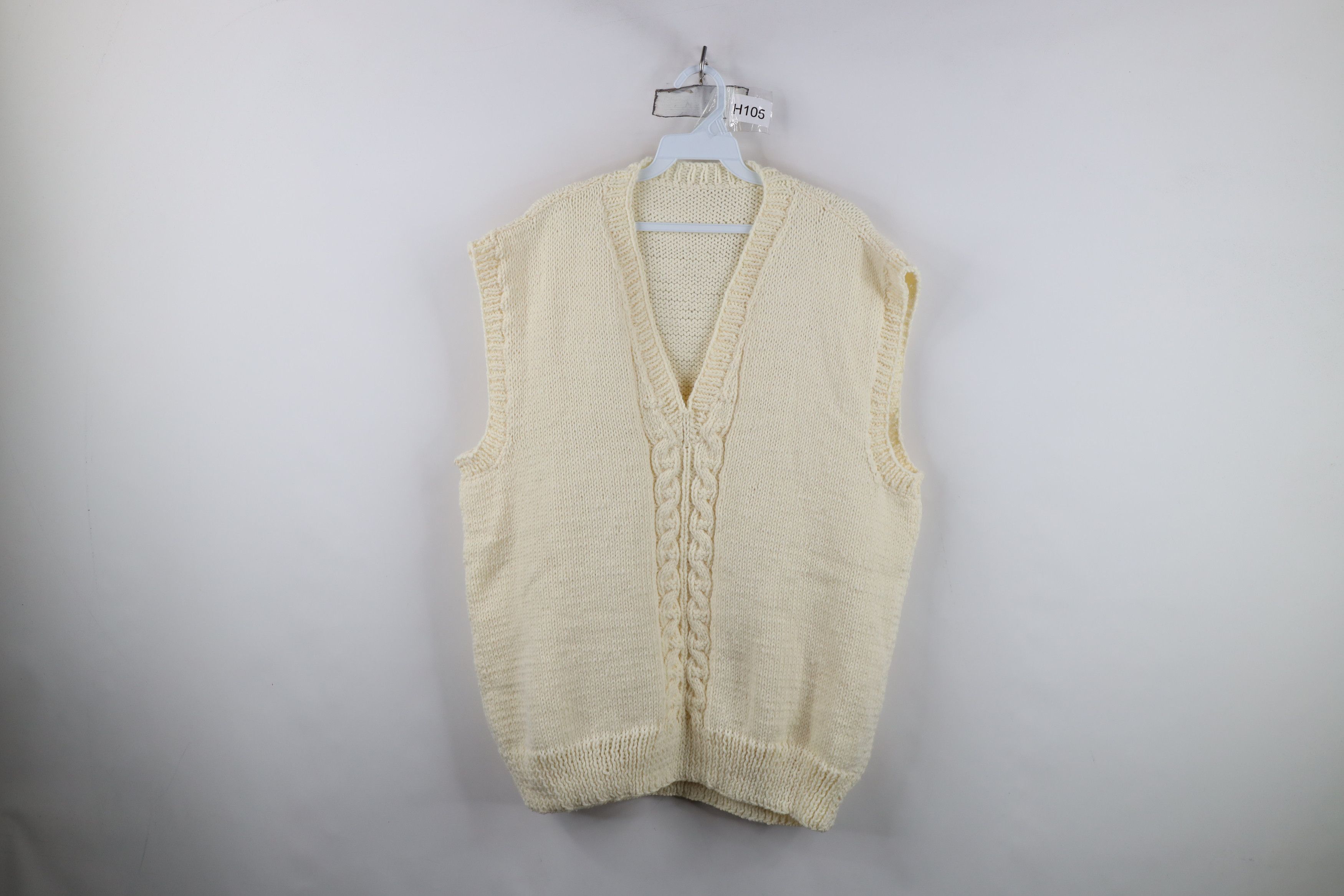 Vintage Vintage 60s 70s Dapper Cable Knit Sweater Vest Cream USA Size US XXL / EU 58 / 5 - 1 Thumbnail