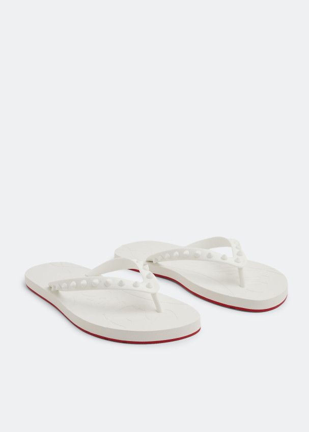 Christian Louboutin o1bcso1str1024 Loubi Flip Flat in White Size US 10 / EU 43 - 4 Thumbnail