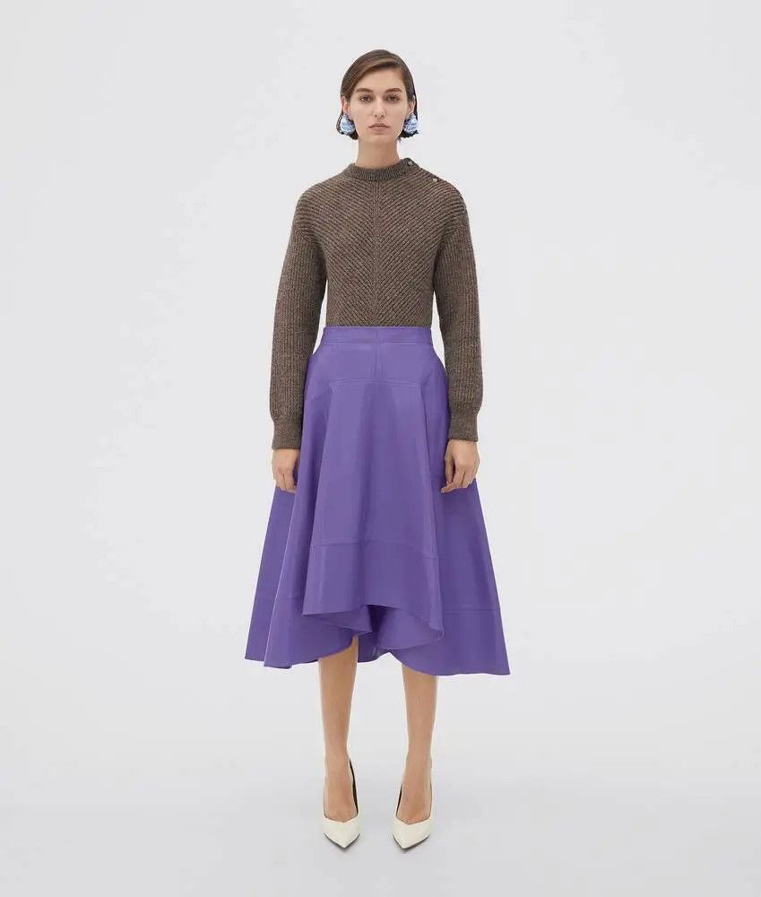 Bottega Veneta o1loc1c0824 716284 Shiny Leather Skirt in Purple Size 24" / US 00 / IT 34 - 1 Thumbnail
