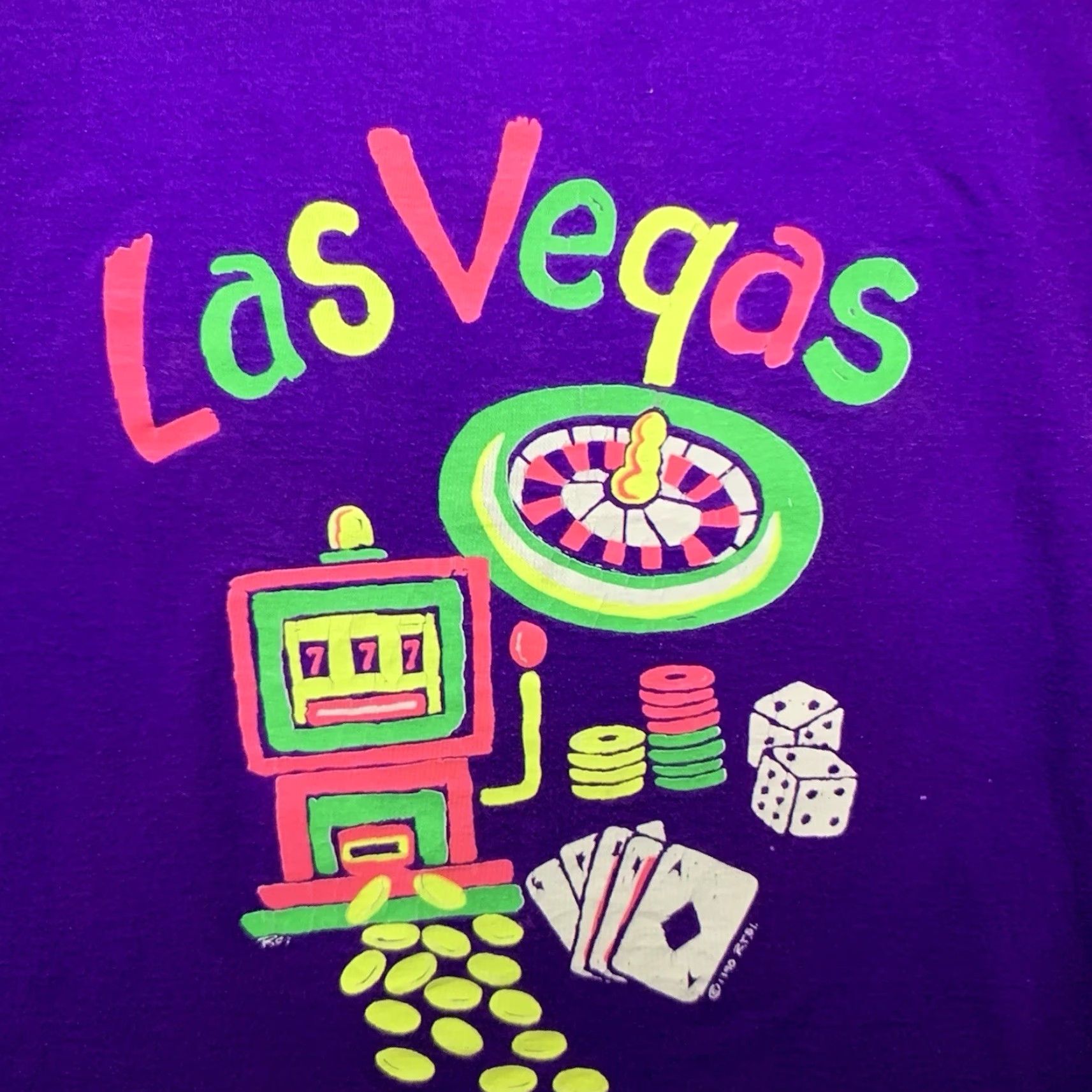 Fruit Of The Loom VINTAGE Fruit of the Loom T-Shirt Unisex Adults XL Short Sleeve Graphic Print 90s Las Vegas Purple Size US XL / EU 56 / 4 - 3 Thumbnail