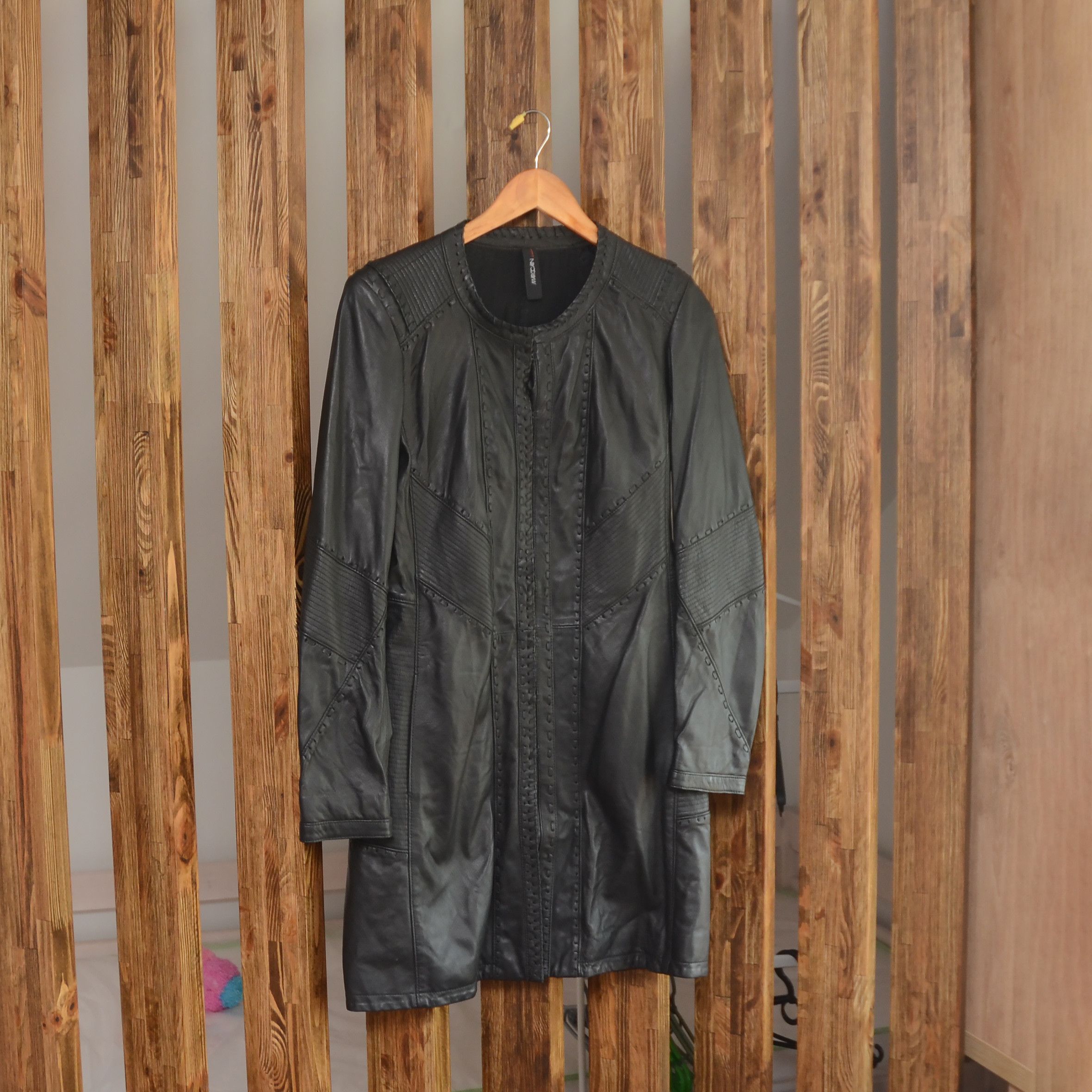Genuine Leather Marc Cain Black Leather Long Coat Jacket Size N2 Colour 900 Size M / US 6-8 / IT 42-44 - 1 Thumbnail