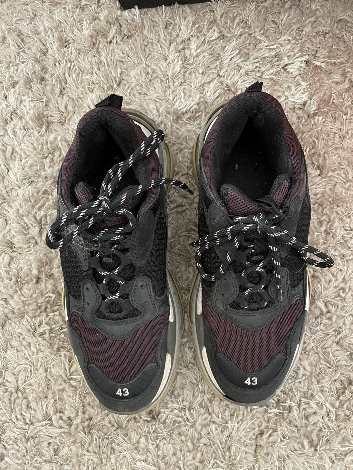 Balenciaga Balenciaga Triple S Burgandy & Black Size US 10 / EU 43 - 5 Thumbnail