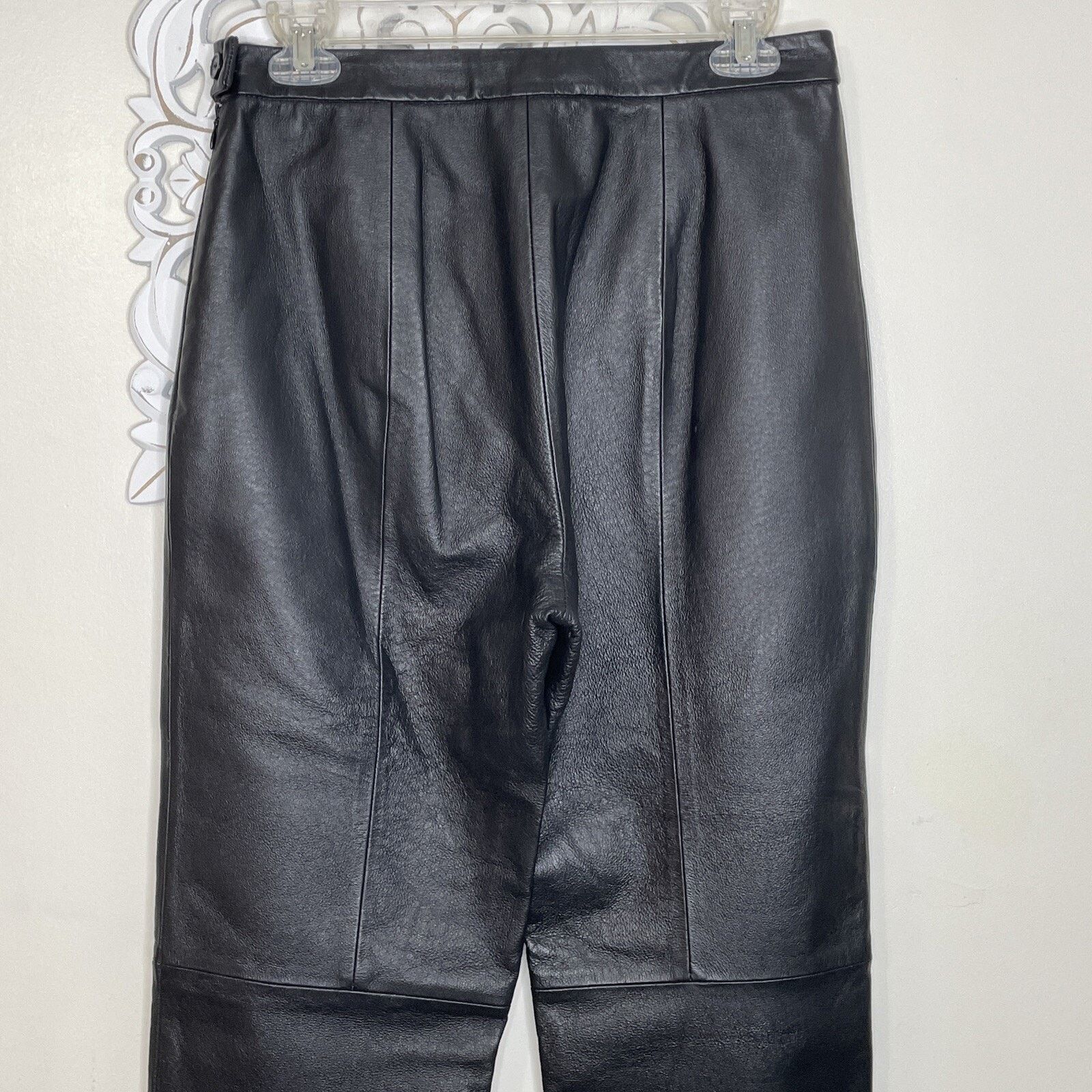 Other CLIO Leather Pants 8 Side Zip & Button Polyester Lined BLACK Size 30" / US 8 / IT 44 - 9 Thumbnail