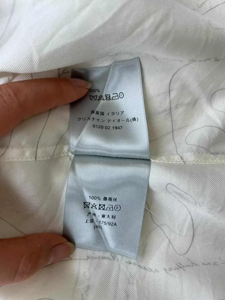 Dior Dior White palm line pattern printed mulberry silk short-sl Size US XXS / EU 40 - 6 Thumbnail