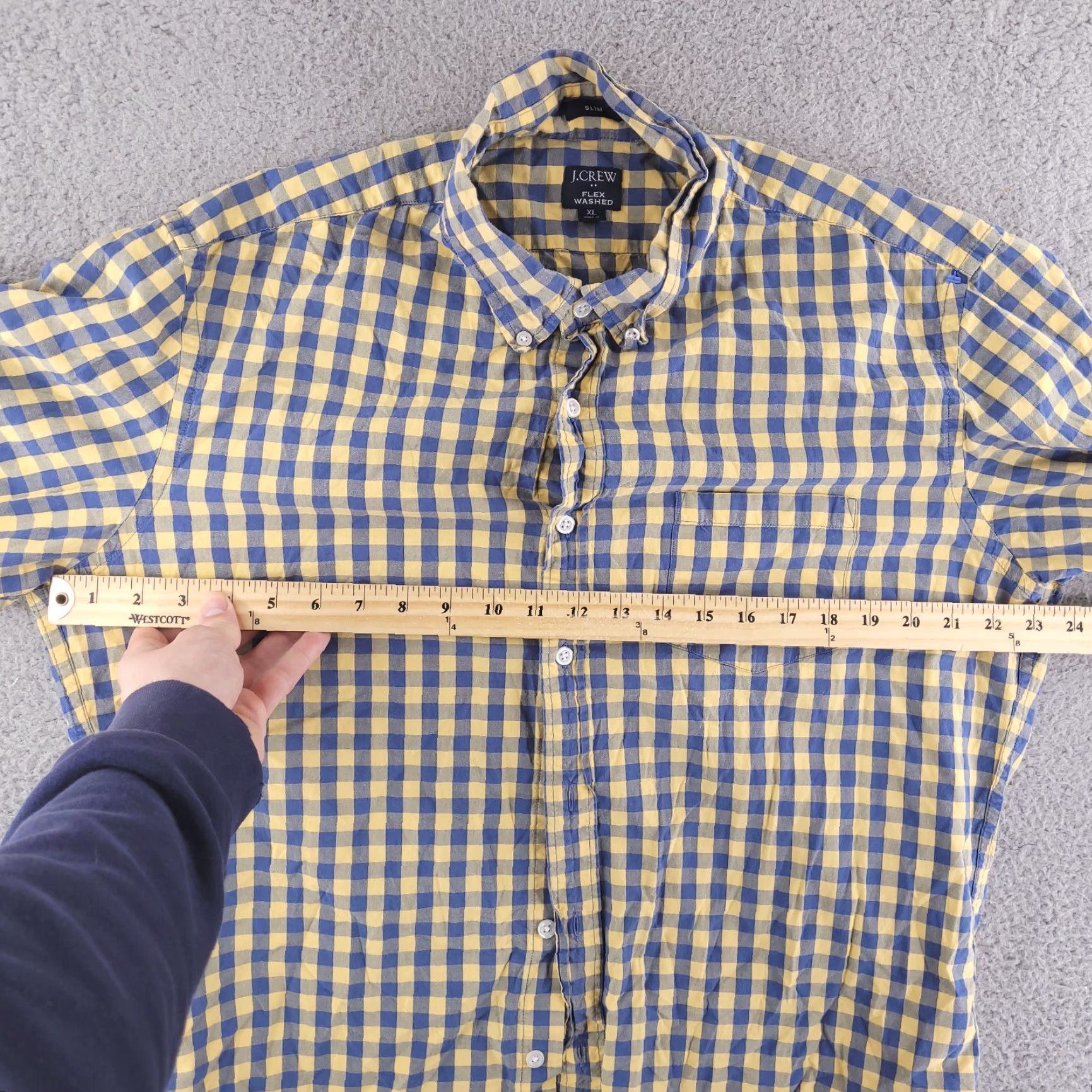 J.Crew J.CREW Shirt Mens XL Slim Fit Check Button-Up Yellow Blue Lightweight Long Sleeve Navy? Size US XL / EU 56 / 4 - 4 Thumbnail
