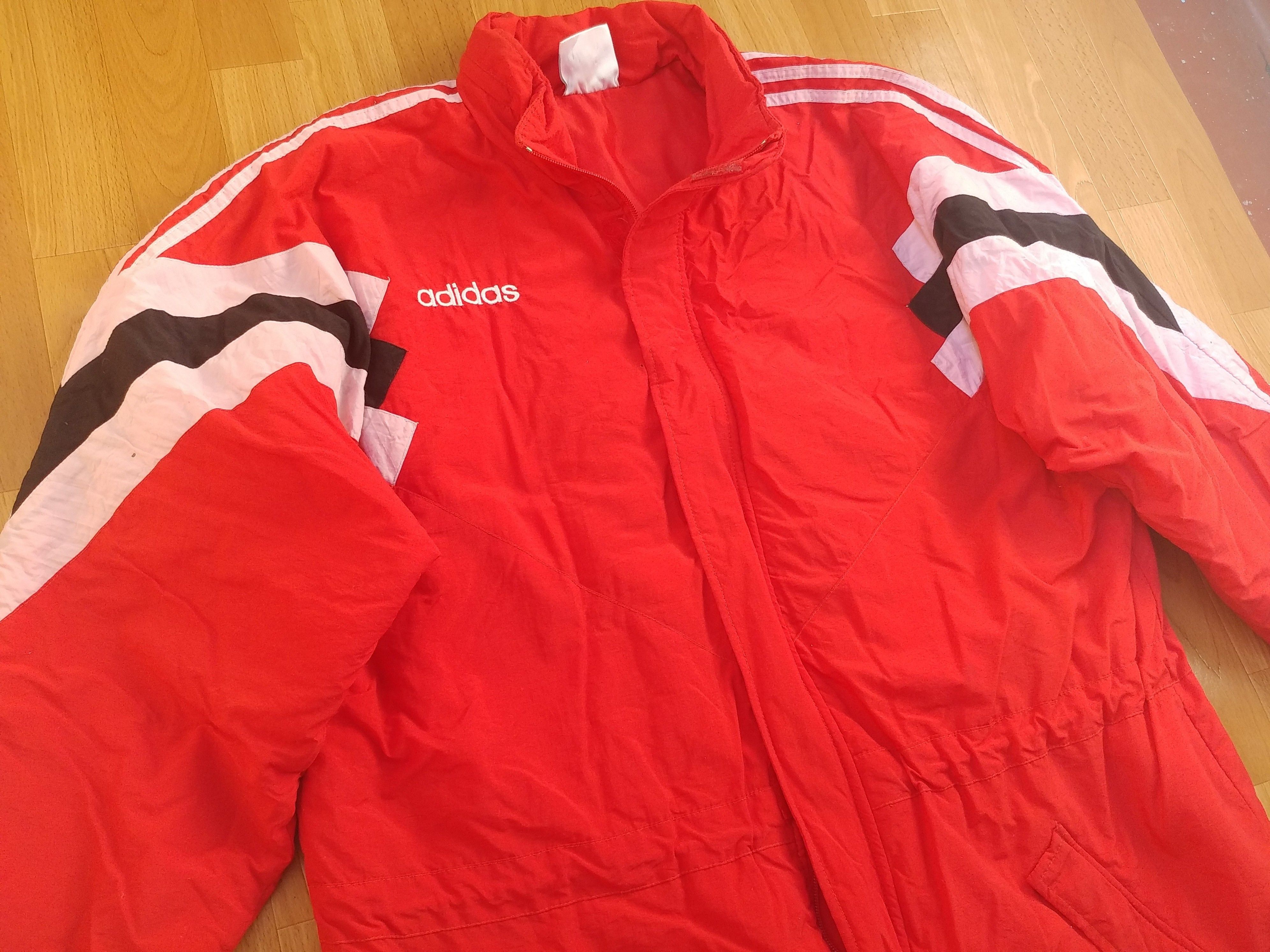 Adidas × Vintage ADIDAS jacket, red vintage hip hop 90s windbreaker size L Size US L / EU 52-54 / 3 - 7 Thumbnail