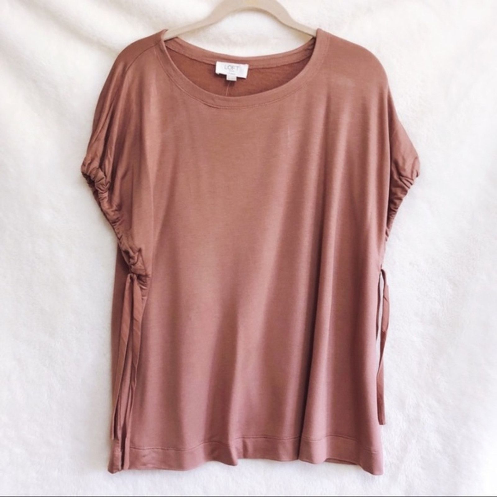 Loft LOFT Lounge Rust Pink Super Soft Tie Sleeve Shirt Size S / US 4 / IT 40 - 1 Thumbnail