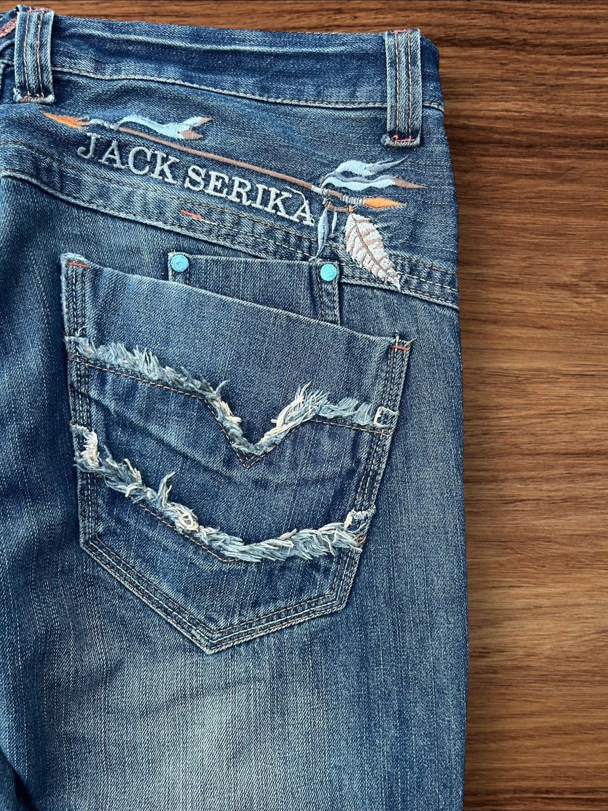 Japanese Brand Vintage Japan Jack Serika Mud Washed Twisted Flare Leg Jeans Size US 35 - 11 Thumbnail