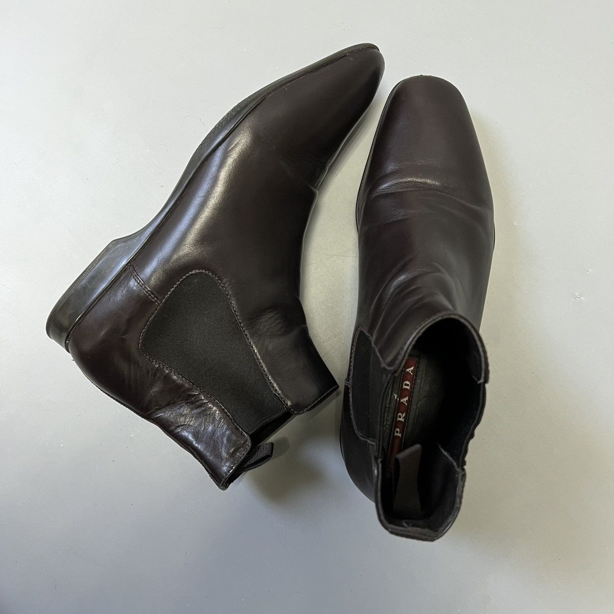 Prada Vintage Prada Sport Leather Chelsea Boots Brown Slip men’s Size US 7 / EU 40 - 3 Thumbnail