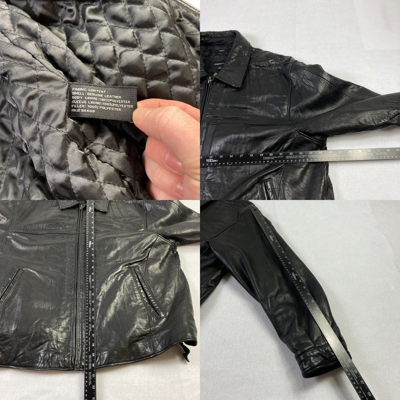 Liz Claiborne Claiborne Leather Jacket Mens XL Quilted Adjustable Waist Biker Size US XL / EU 56 / 4 - 8 Thumbnail