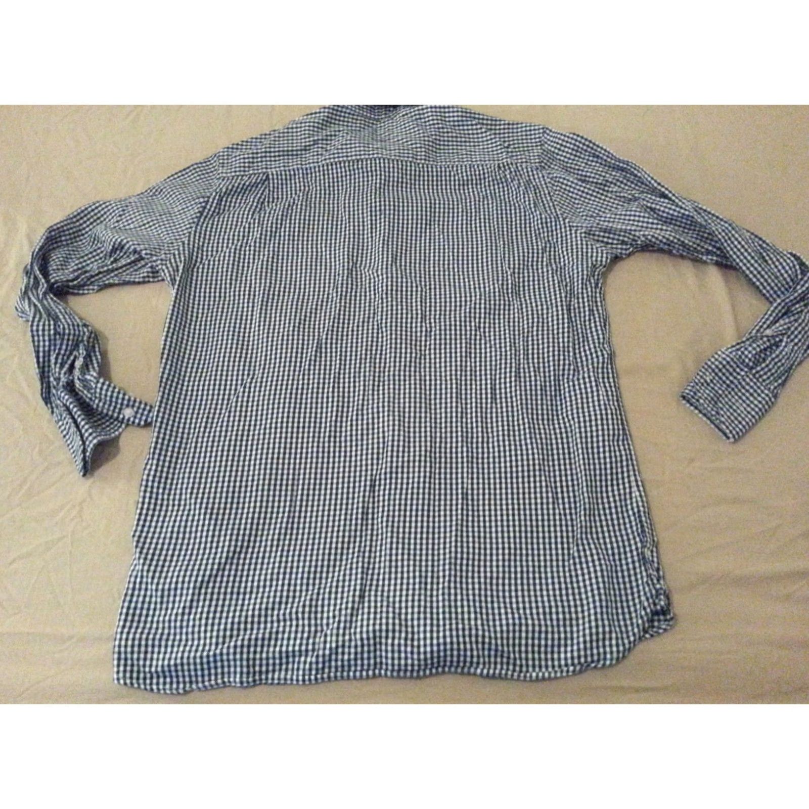 Tommy Hilfiger Tommy Hilfiger Shirt Mens L Large Plaid Blue Cotton Long Button Size 42R - 2 Thumbnail