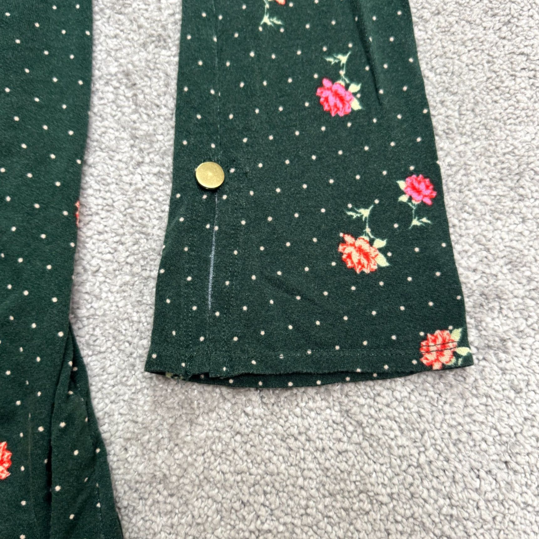 Free People Free People Floral Polka Dot Ruched Long Sleeve Mini Dress Womens S Green Size S / US 4 / IT 40 - 4 Thumbnail