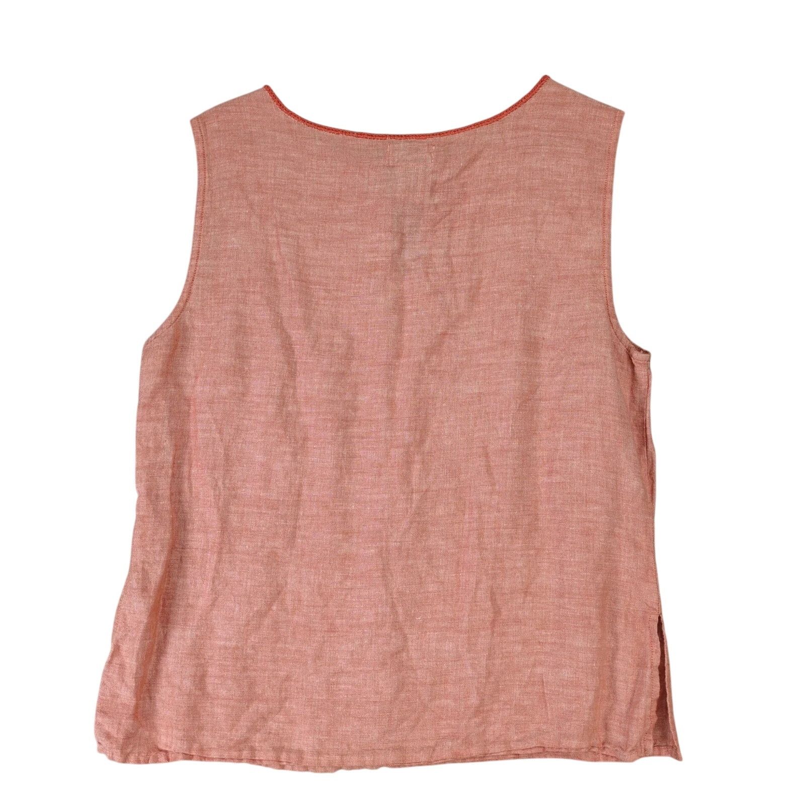G.H. Bass & Co. Bass Orange Linen Cotton Tank Top Women's M Keyhole Tie Neck Size M / US 6-8 / IT 42-44 - 2 Thumbnail
