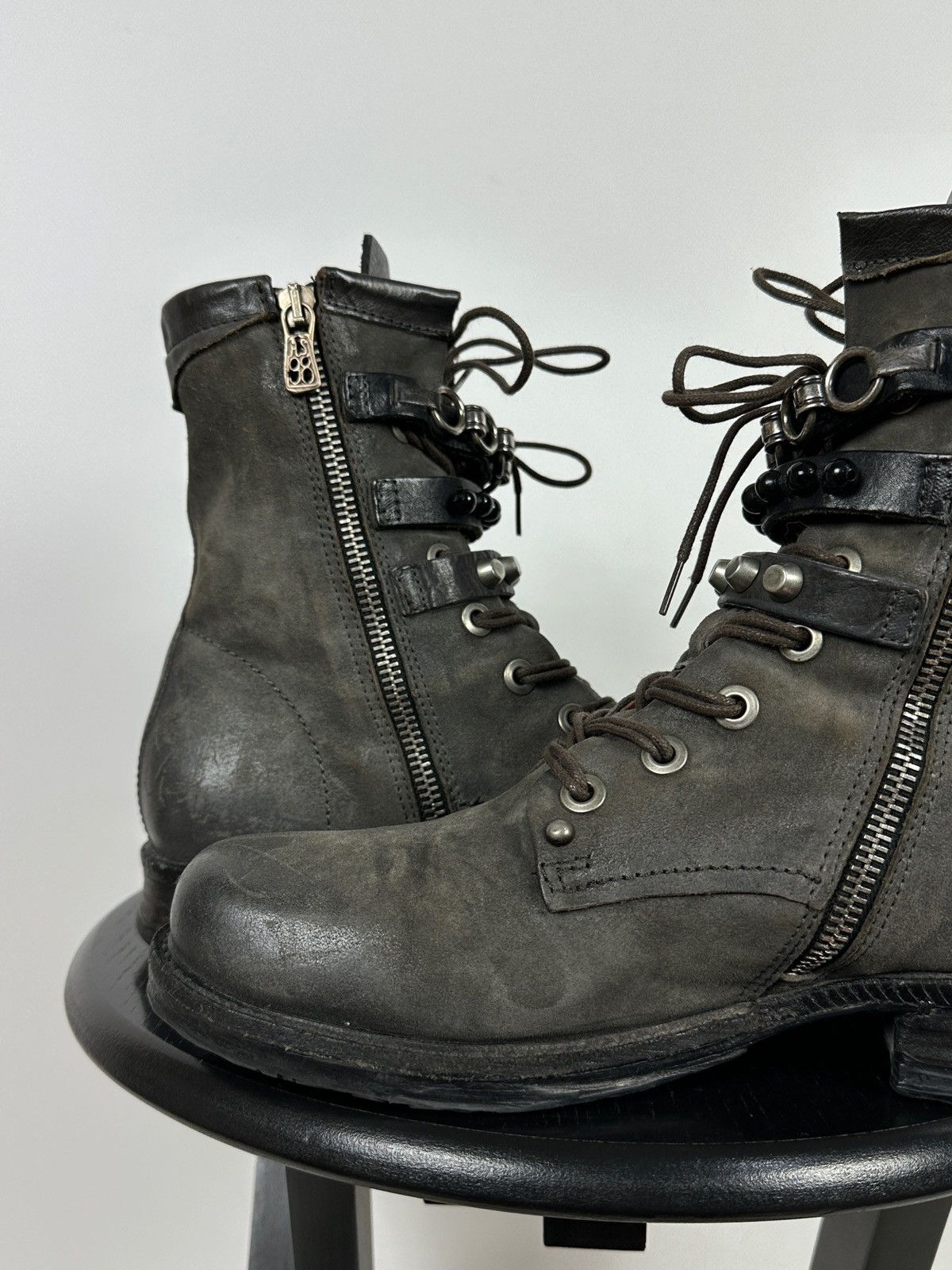 A.S.98 A.S.98. Airstep Grey Leather Biker Ankle Boots Size US 8 / IT 38 - 20 Thumbnail